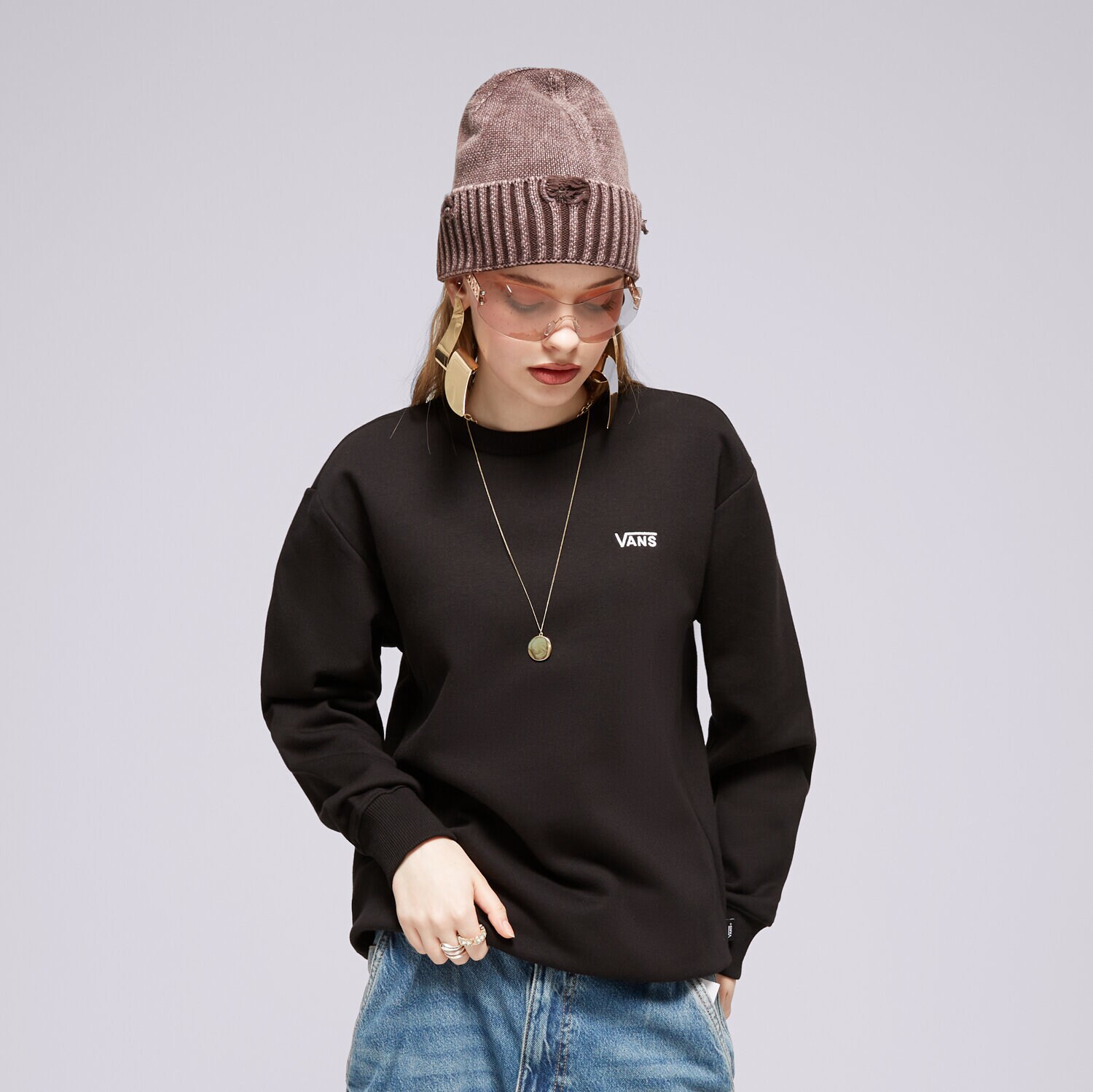 Femei bluză VANS BLUZĂ FLYING CREW EMEA VN00046XBLK1 Negru