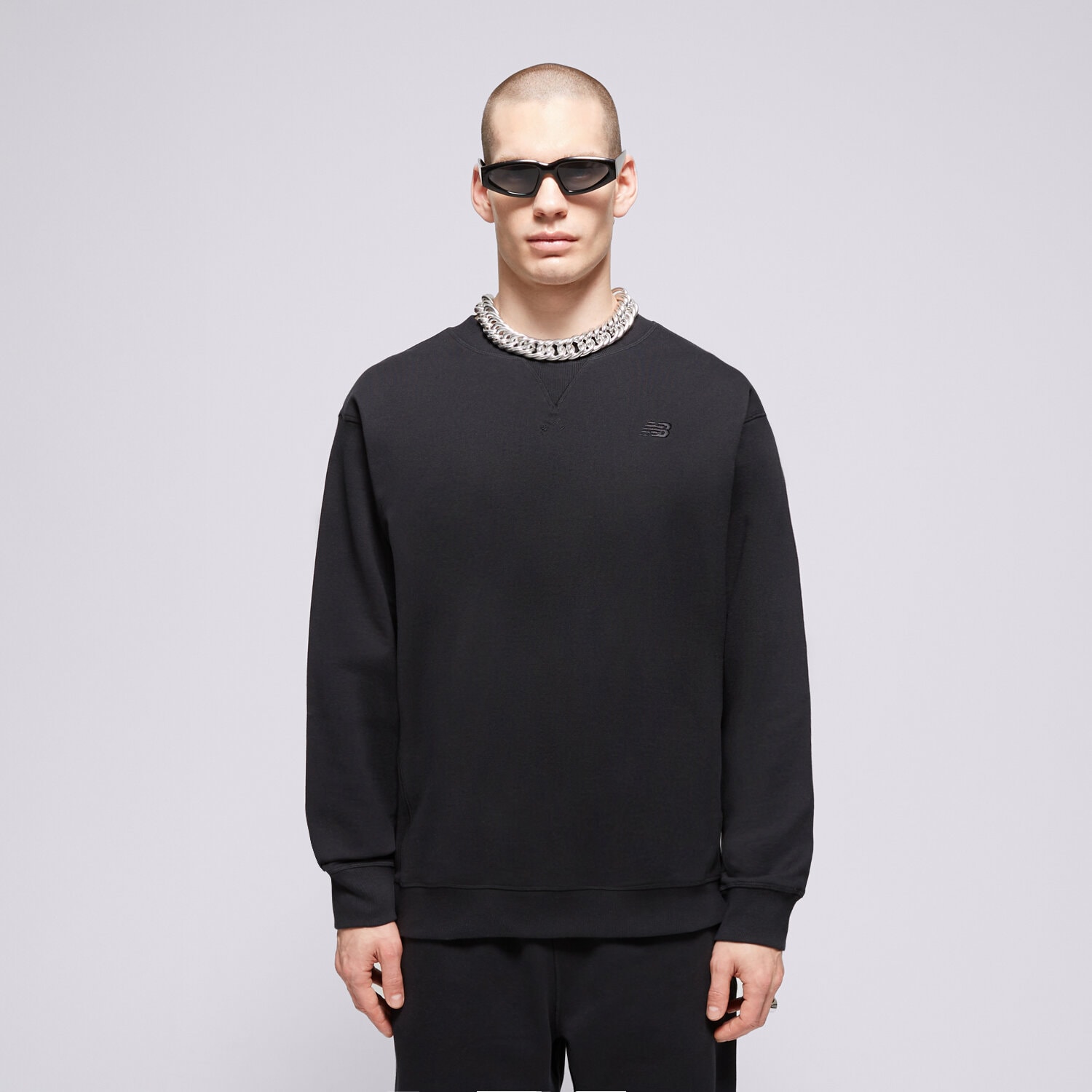 Bărbați bluză NEW BALANCE BLUZĂ ATHLETICS FRENCH TERRY CREW MT41506BK Negru