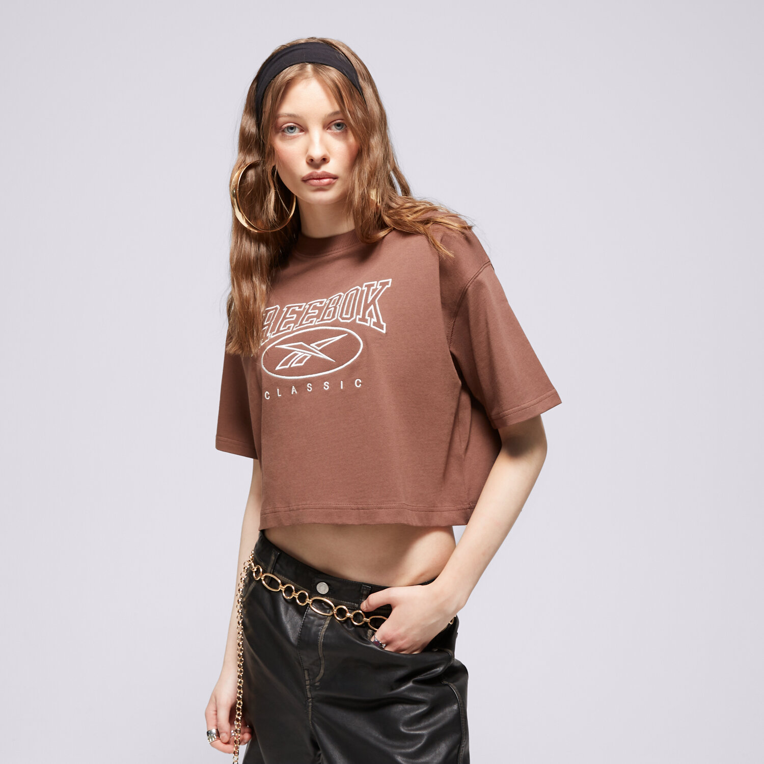 Femei tricou REEBOK TRICOU CL AE BIG LOGO CROP TEE 100075642 Maro
