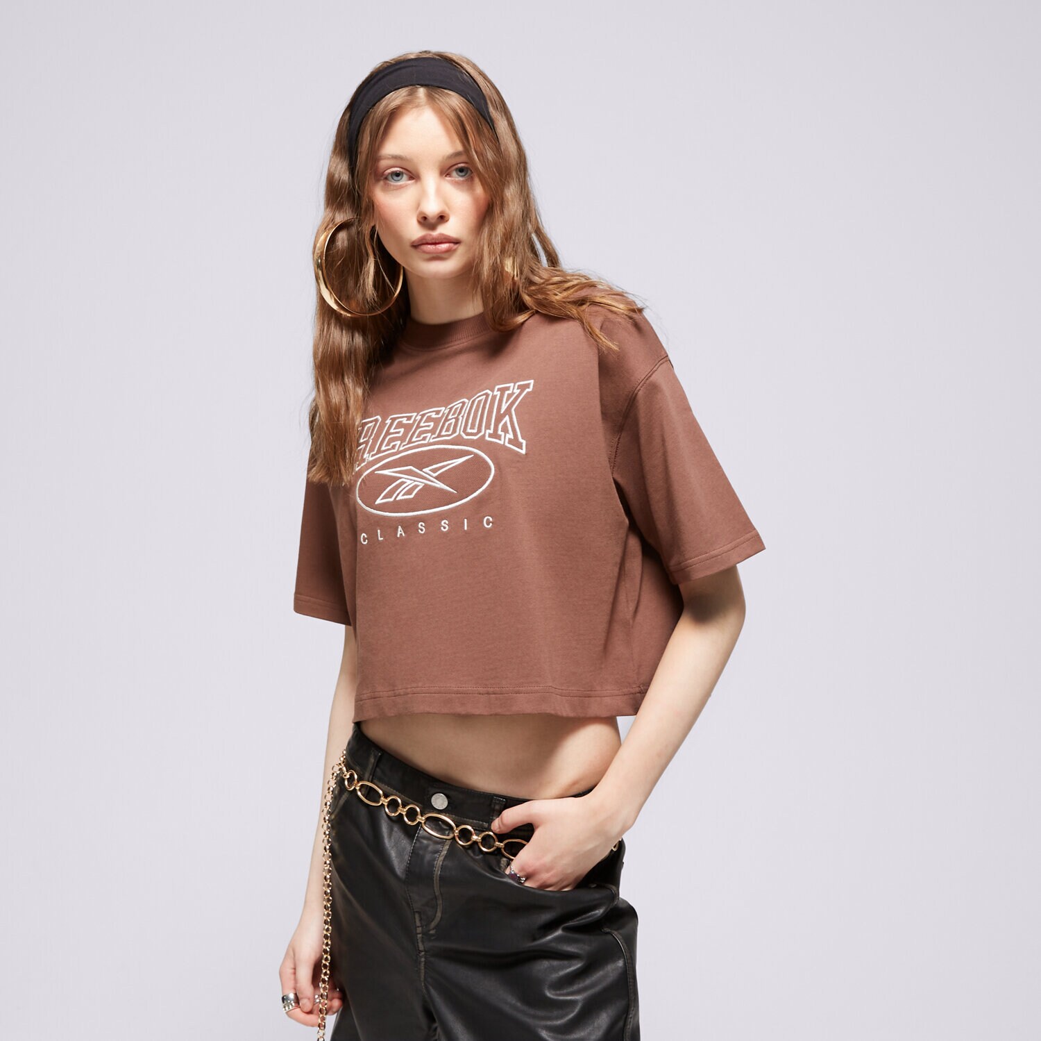 Femei tricou REEBOK TRICOU CL AE BIG LOGO CROP TEE 100075642 Maro