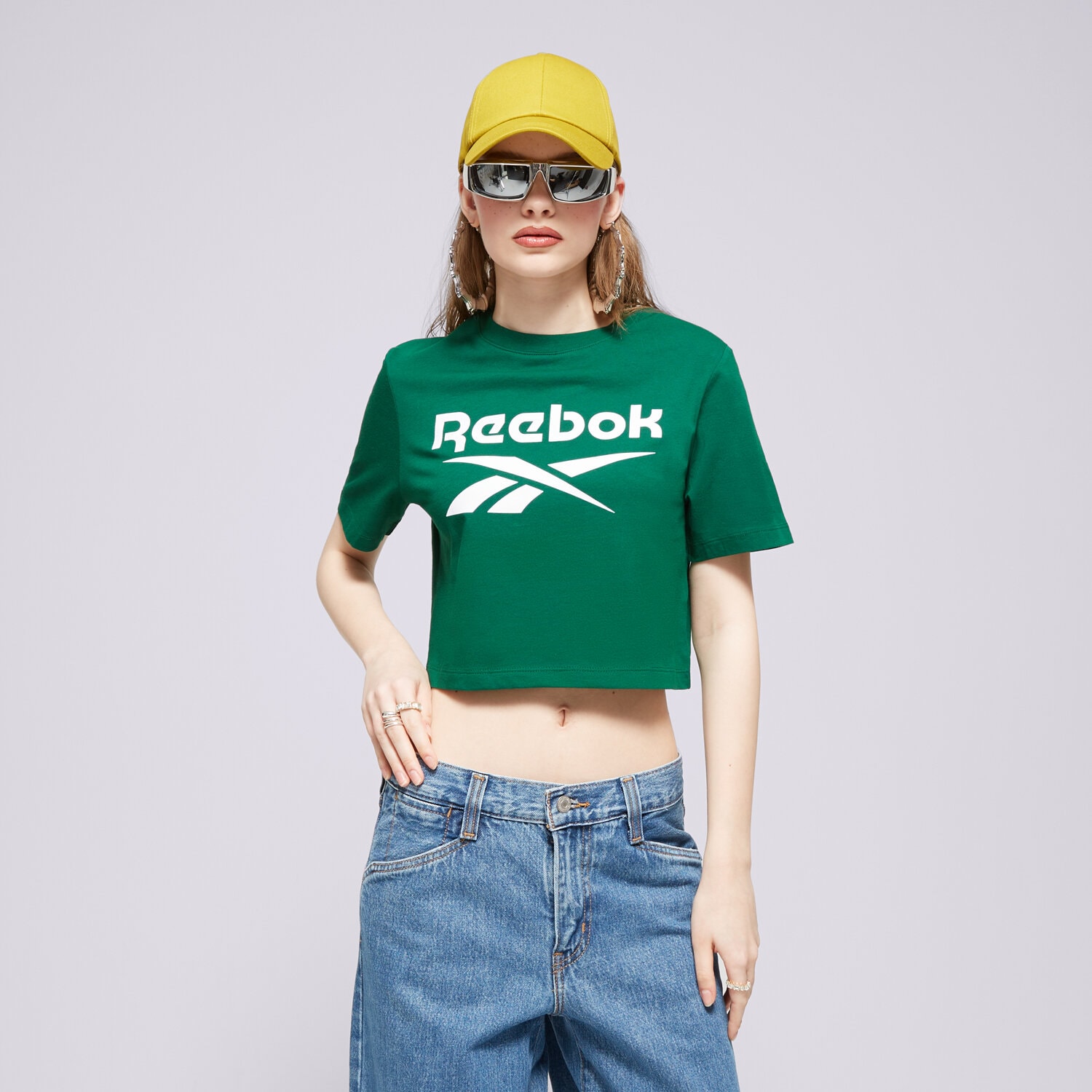 Femei tricou REEBOK TRICOU REEBOK IDENTITY BIG LOGO CROP TEE 100076000 Verde