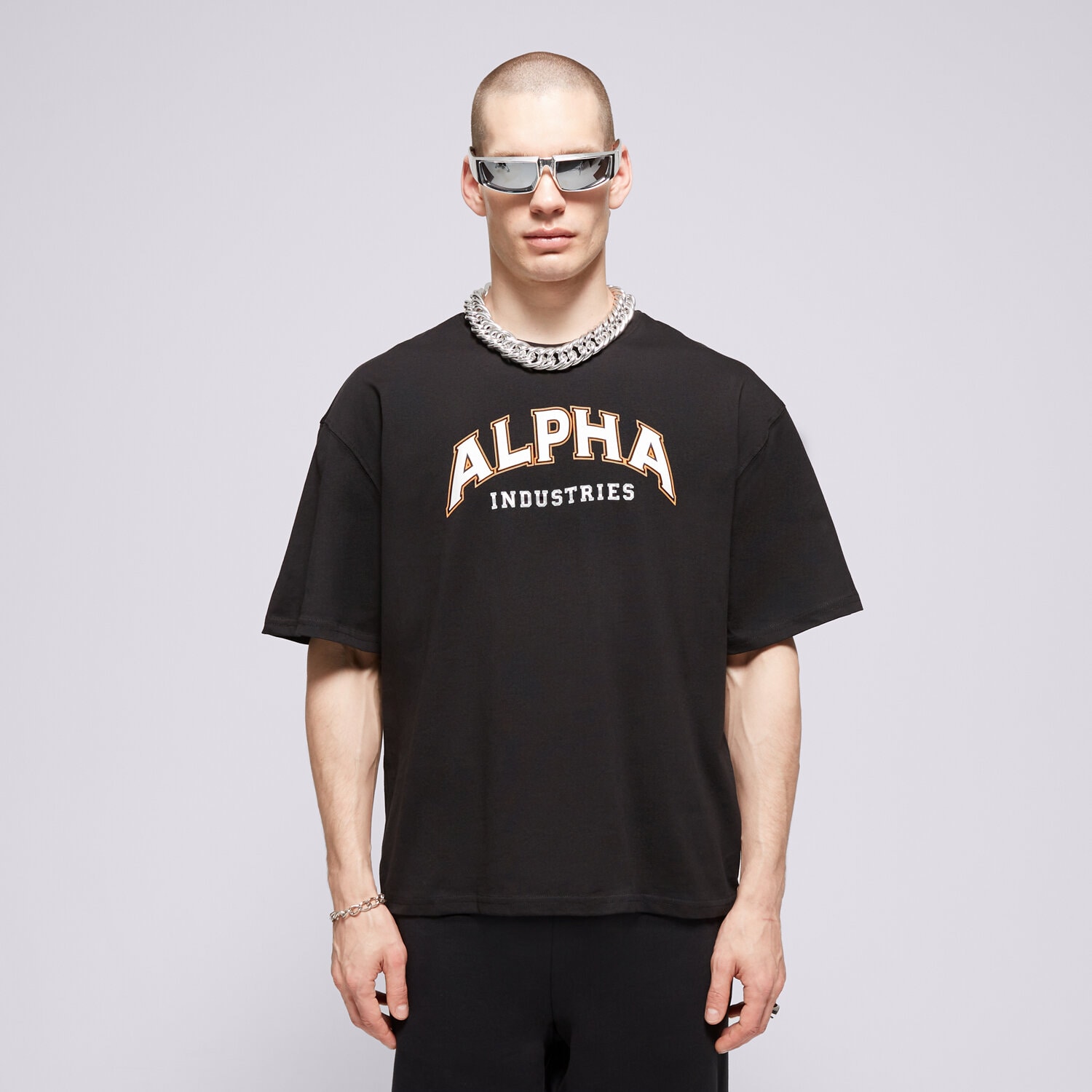 Bărbați tricou ALPHA INDUSTRIES TRICOU COLLEGE T 14650103 Negru