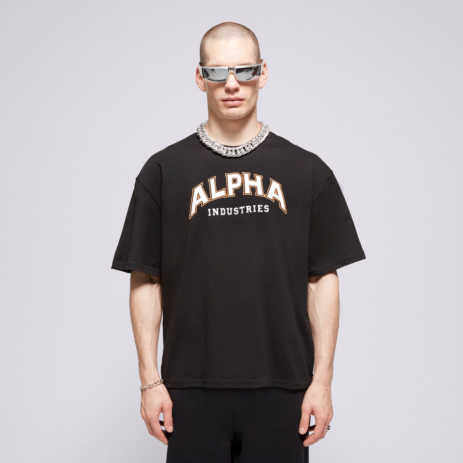 Bărbați tricou ALPHA INDUSTRIES TRICOU COLLEGE T 14650103 Negru