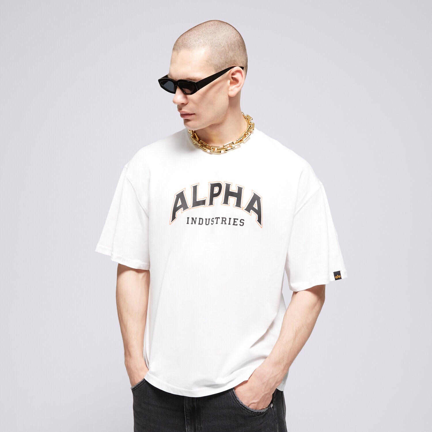 Bărbați tricou ALPHA INDUSTRIES TRICOU COLLEGE T 14650109 Alb