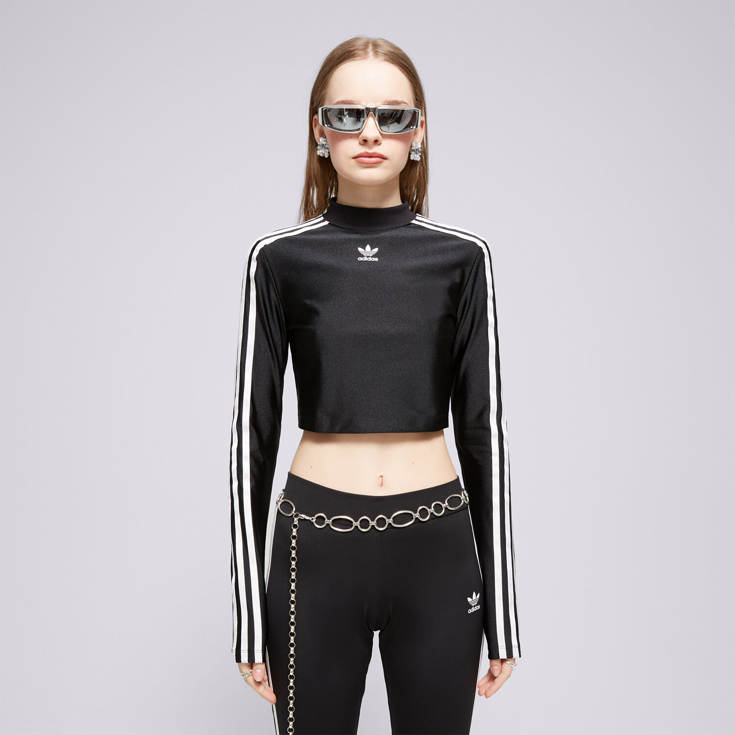 Femei tricou ADIDAS TOP 3 S CROPPED LS