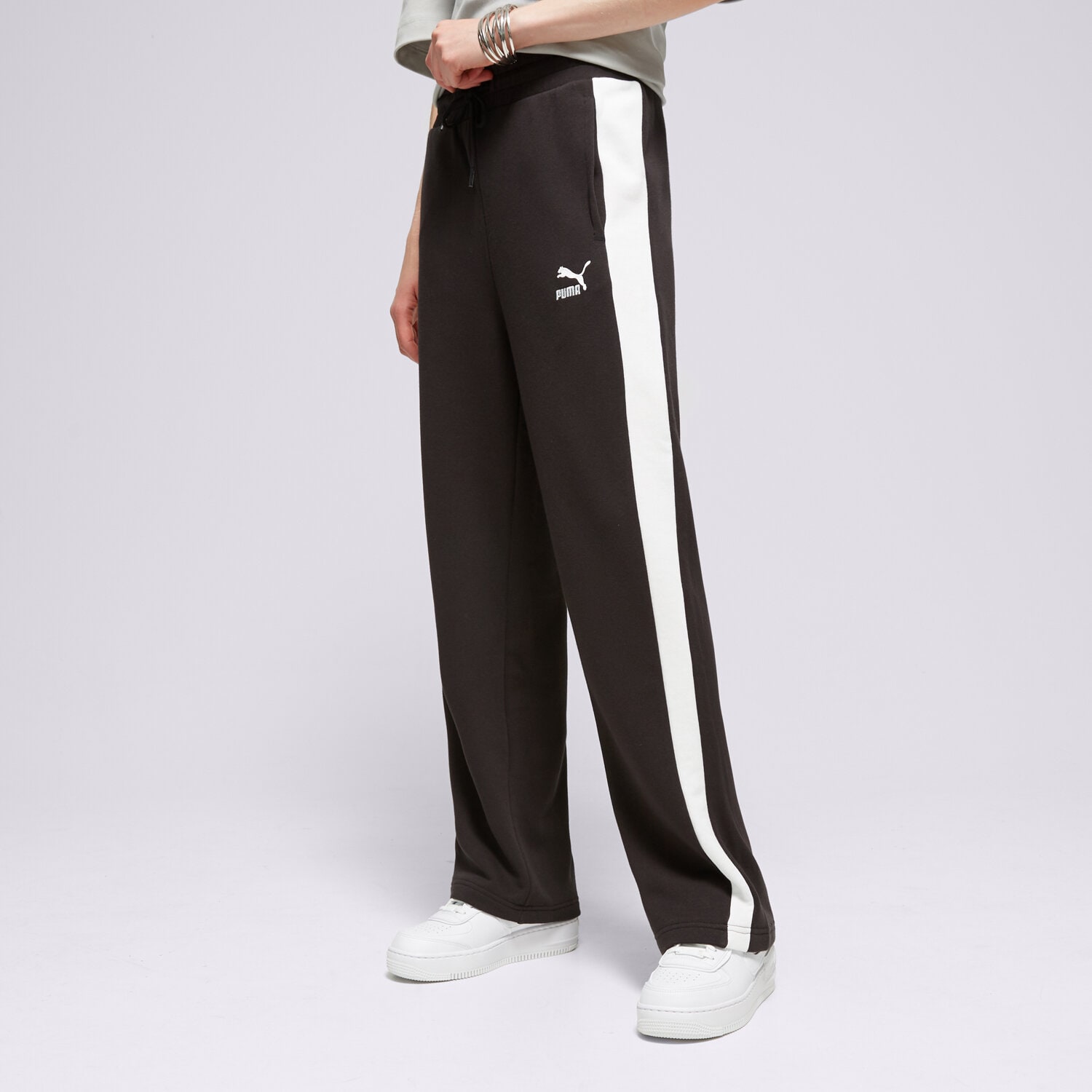 Femei pantaloni PUMA PANTALONI  ICONIC T7 STRAIGHT LEG TRACK 62541101 Negru