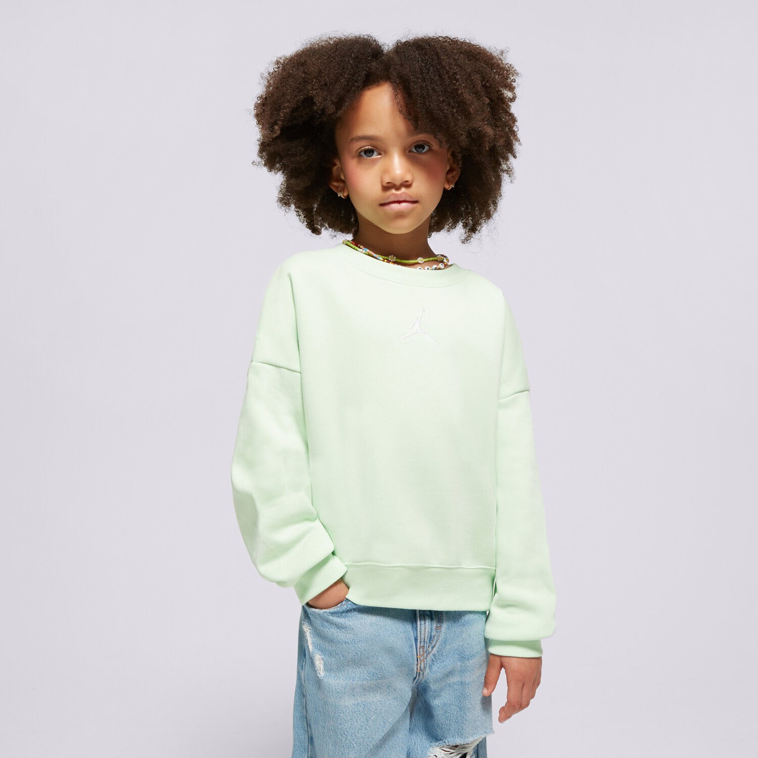 Copii bluză JORDAN BLUZĂ ICON PLAY OVERSIZED CREW GIRL 45C387-E2E Verde