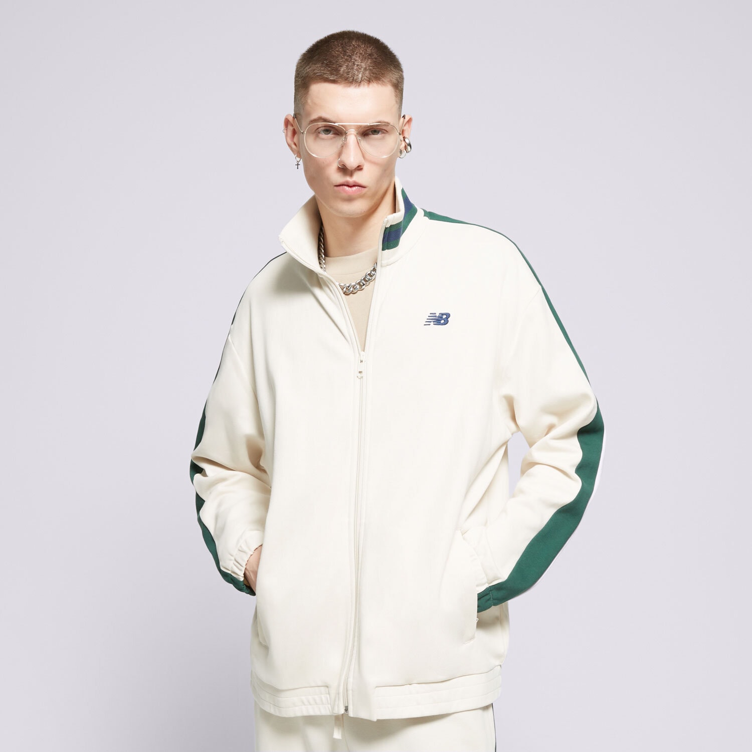 Bărbați bluză NEW BALANCE BLUZĂ SGH FULL ZIP MJ41503LIN Alb