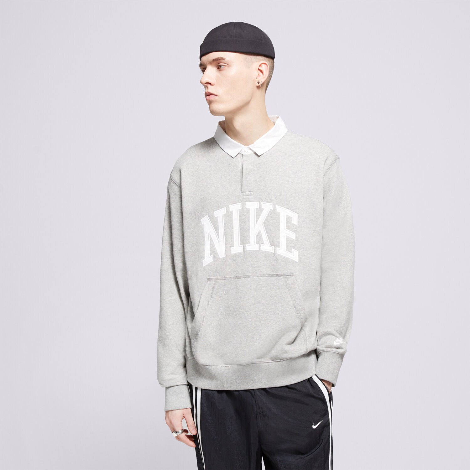 Bărbați bluză NIKE BLUZĂ M NK CLUB HBR FT LS POLO FN3112-063 Gri