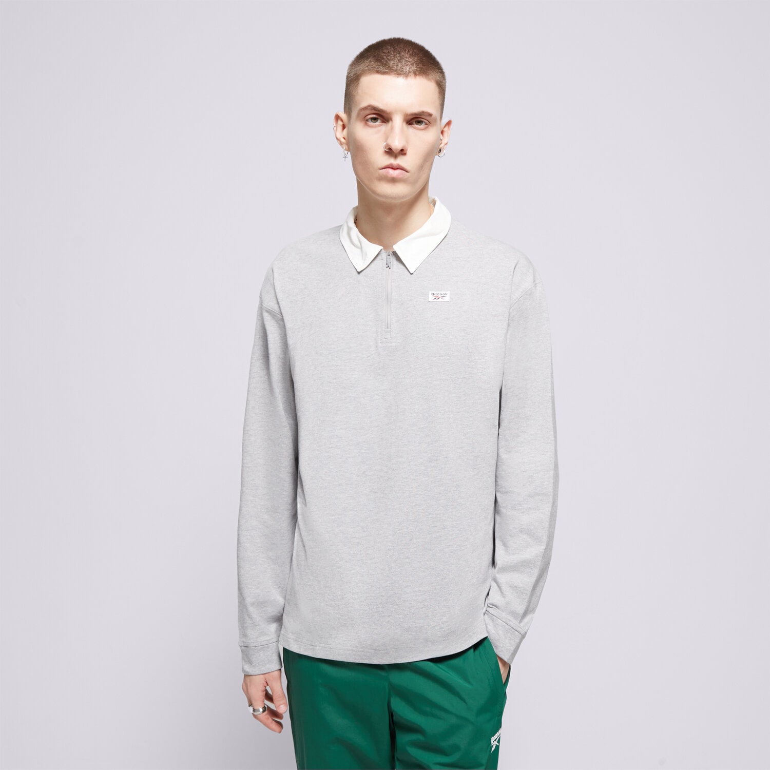 Bărbați tricou REEBOK POLO COURT SPORT QUARTER ZIP 100076423 Gri
