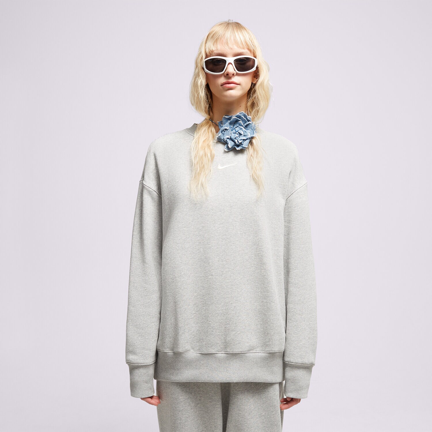 Femei bluză NIKE BLUZĂ W NSW PHNX FLC CREW OS DQ5733-063 Gri