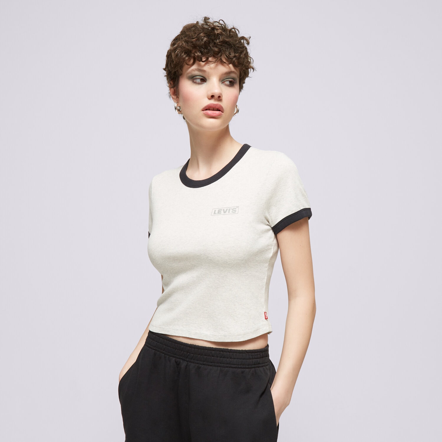 Femei tricou LEVI'S TRICOU GRAPHIC RINGER MINI TEE GREYS A3523-0071 Gri