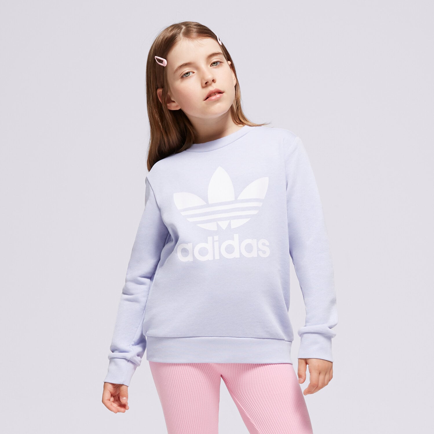 Copii bluză ADIDAS BLUZĂ TREFOIL CREW GIRL IN8428 Violet