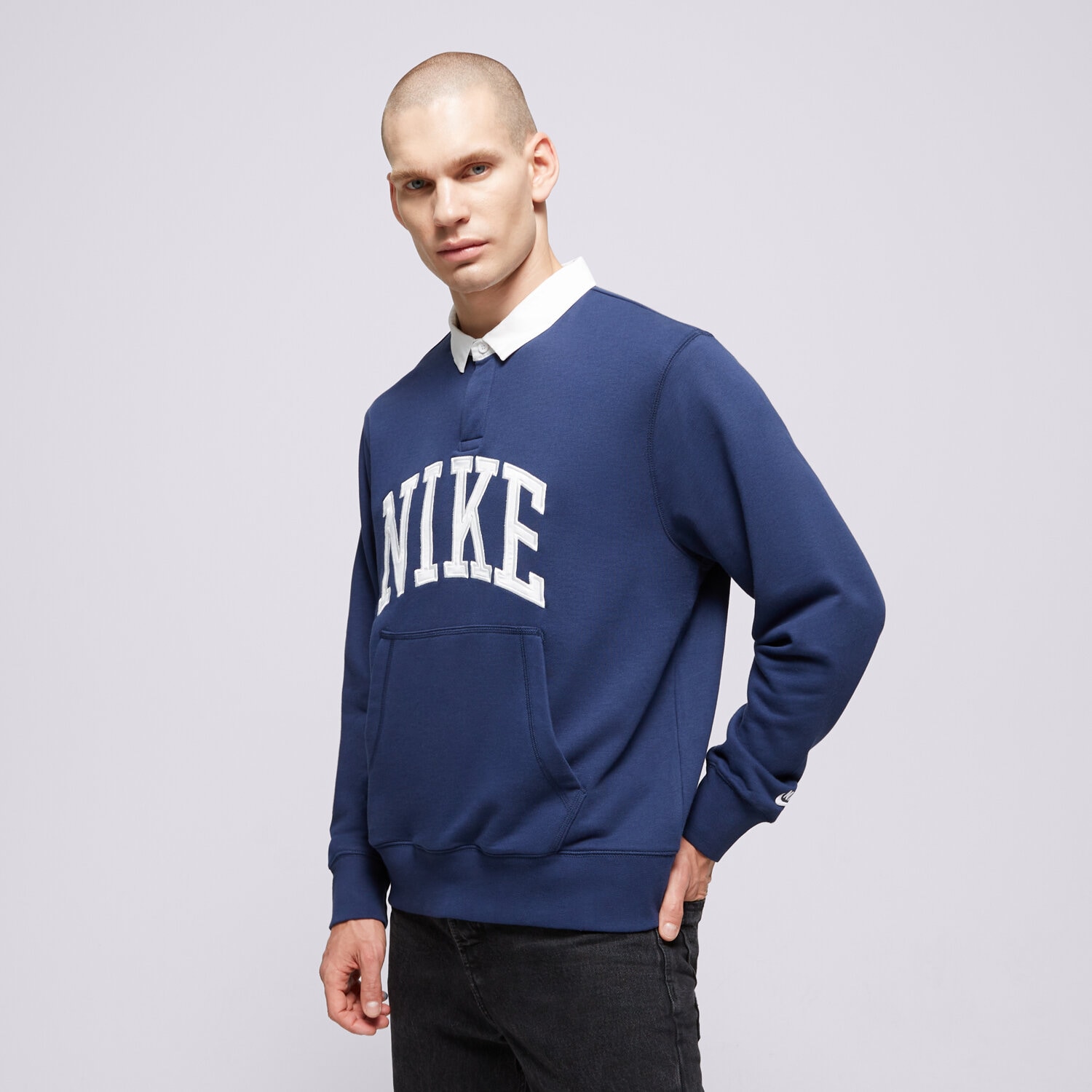 Bărbați bluză NIKE BLUZĂ M NK CLUB HBR FT LS POLO FN3112-410 Bleumarin