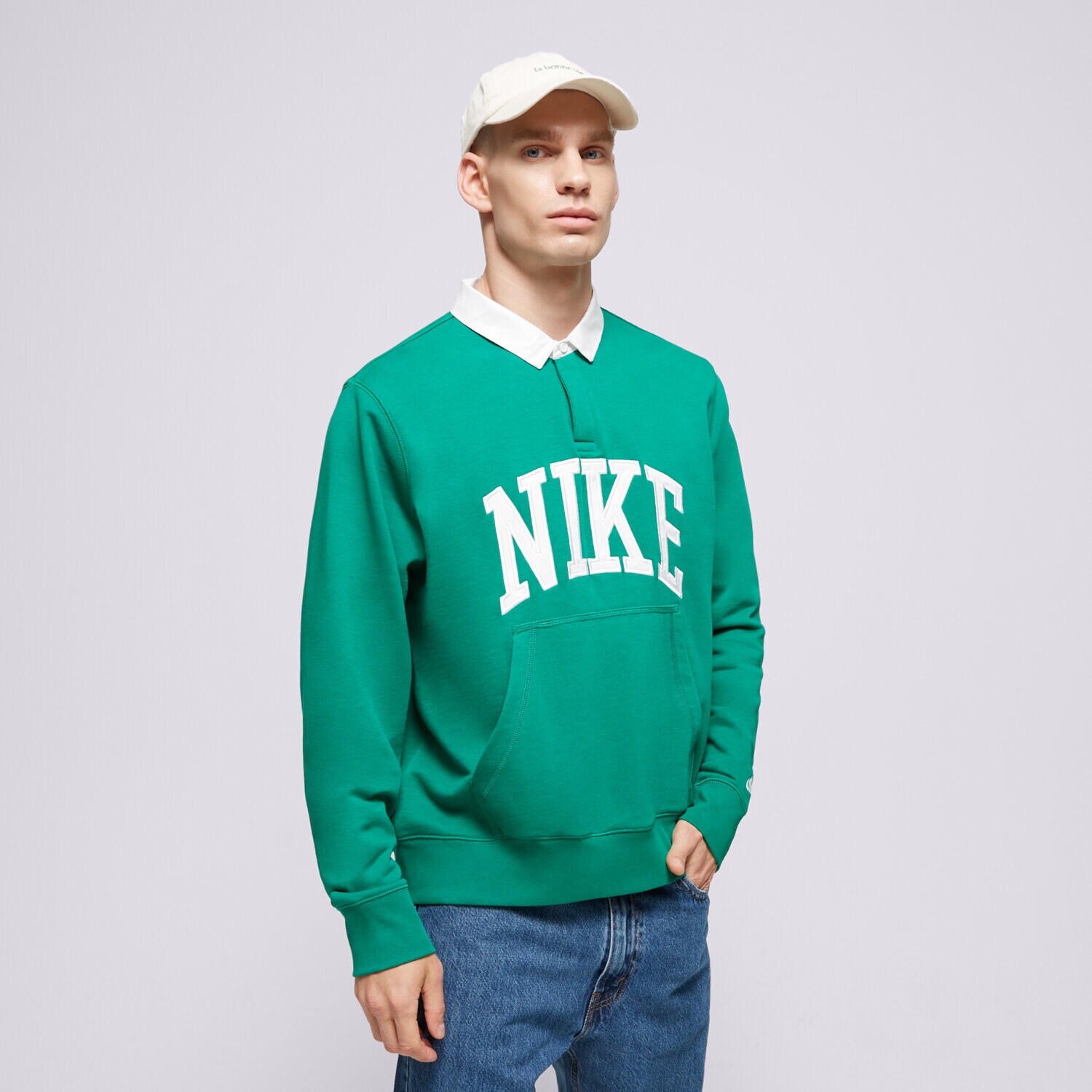 Bărbați bluză NIKE BLUZĂ M NK CLUB HBR FT LS POLO FN3112-365 Verde
