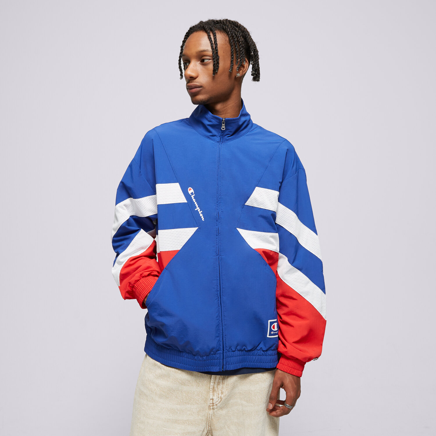 Bărbați bluză CHAMPION BLUZĂ FULL ZIP TOP RETRO SPORT 219743BS003 Albastru