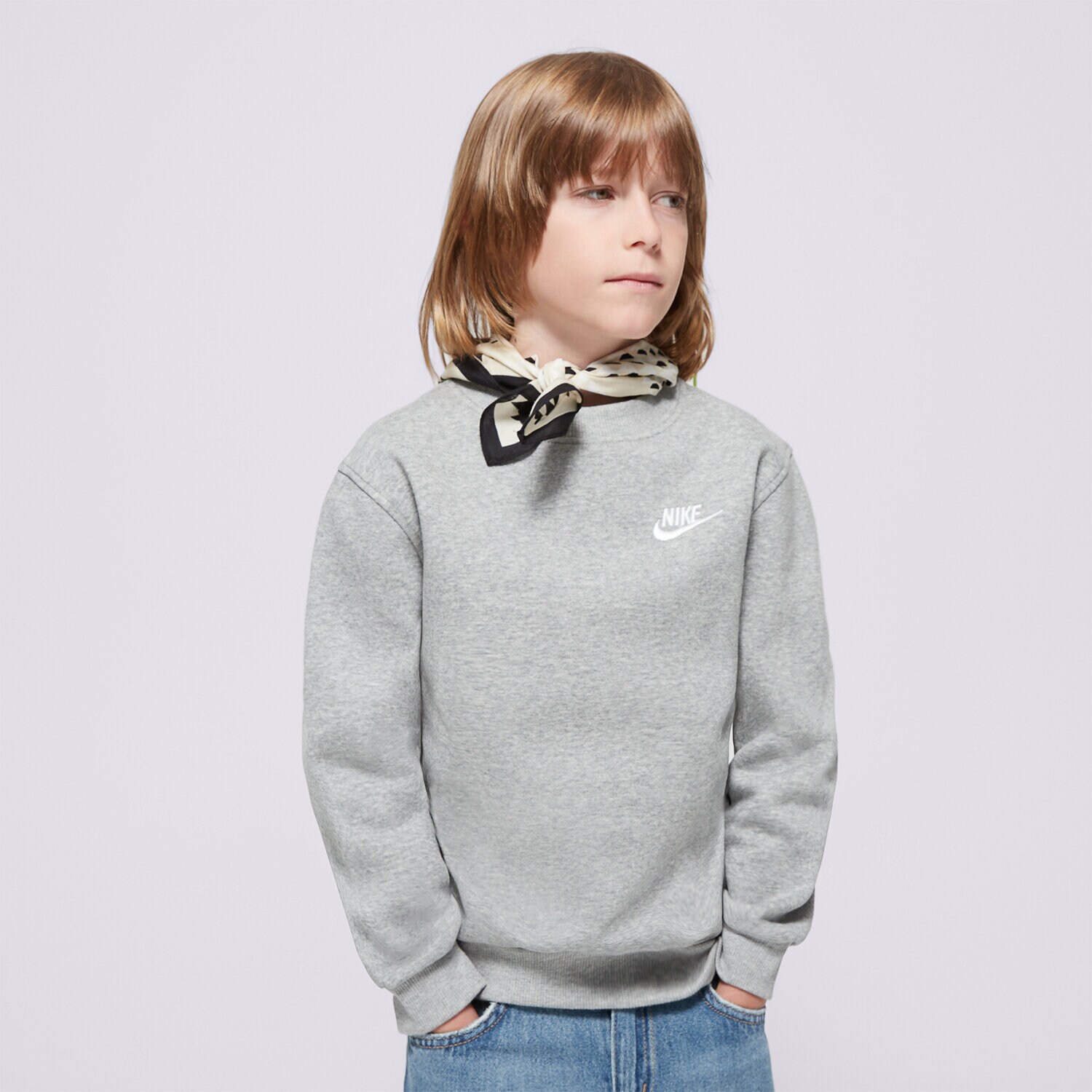 Copii bluză NIKE BLUZĂ NSW CLUB FLC CREW LS LBR FD3006-063 Gri