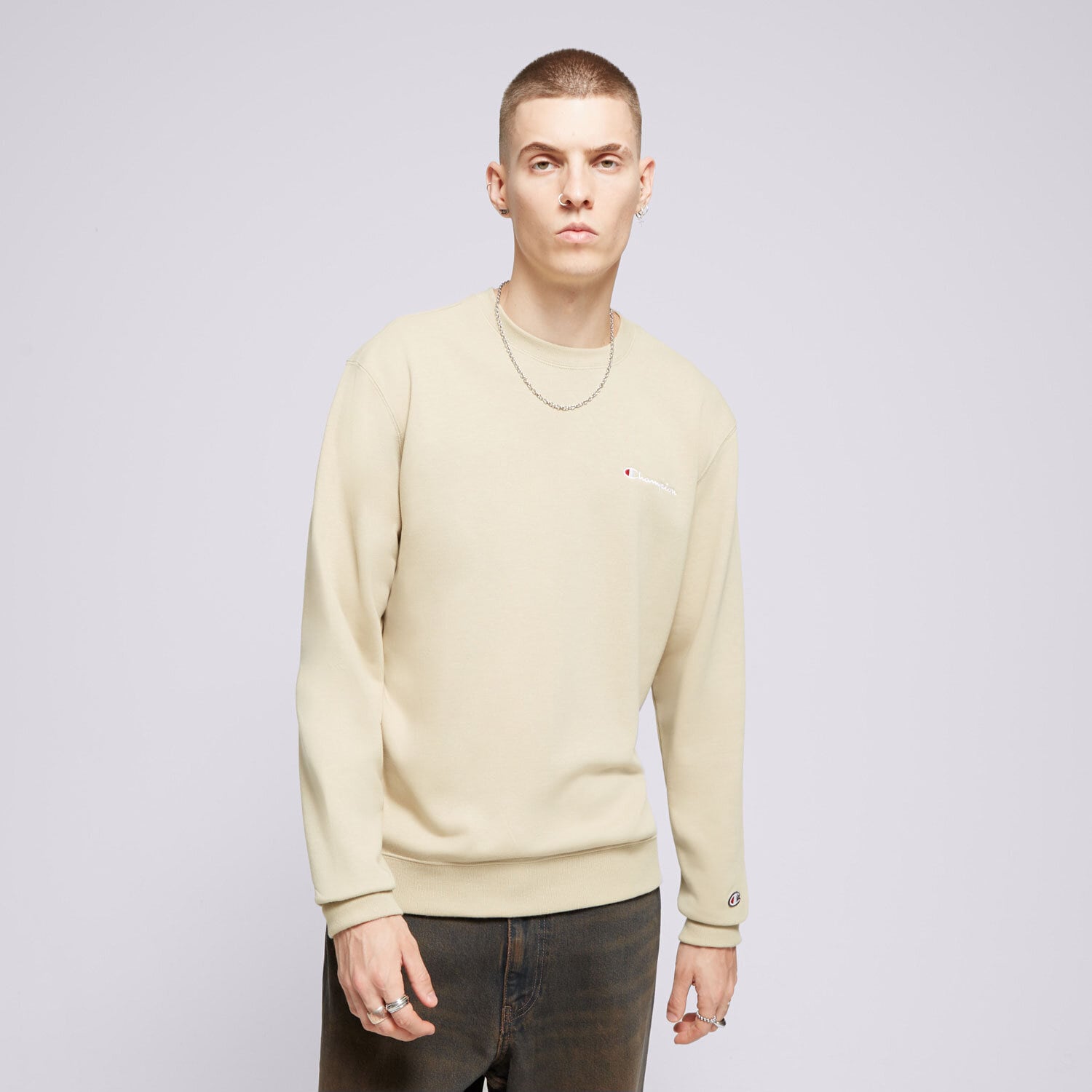 Bărbați bluză CHAMPION BLUZĂ CREWNECK 219836YS073 Bej