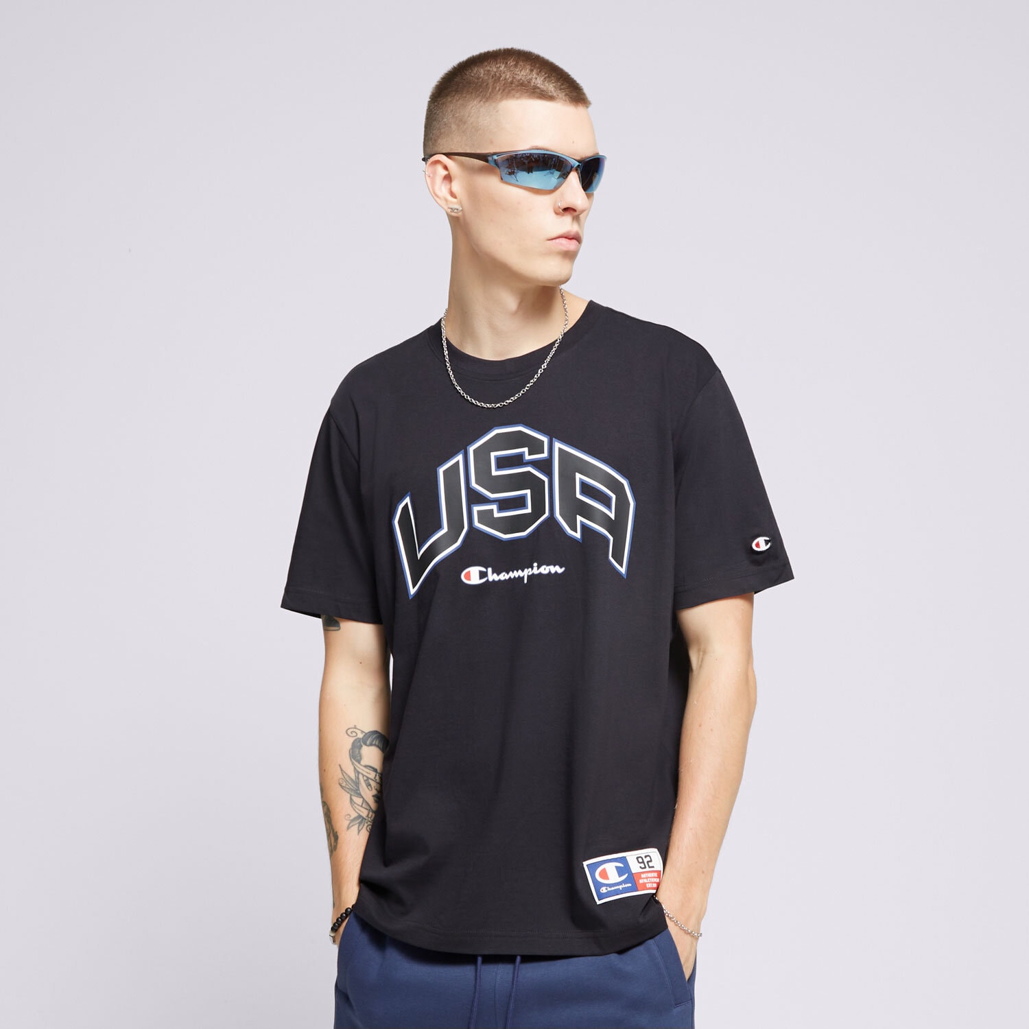Bărbați tricou CHAMPION TRICOU CREWNECK TRICOU 219747KK001 Negru