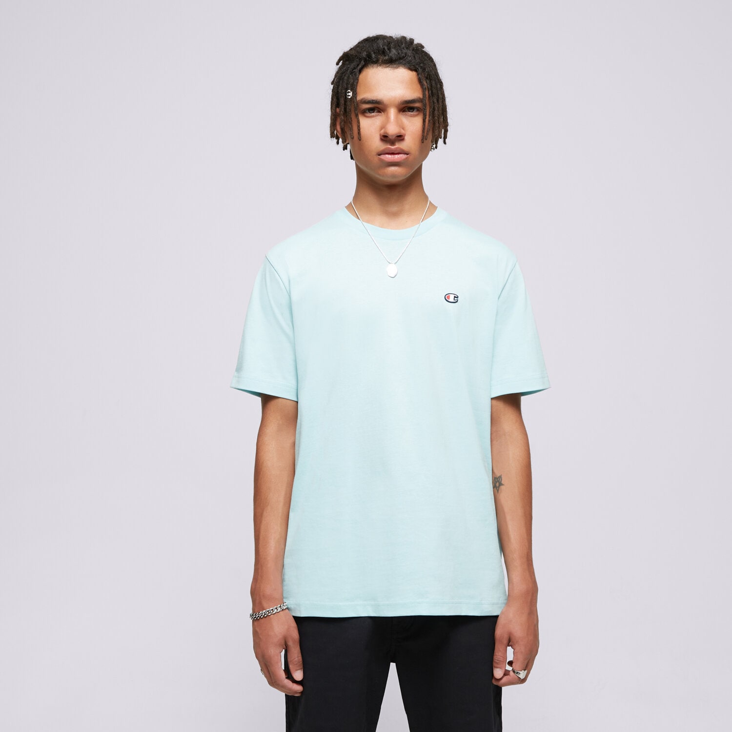 Bărbați tricou CHAMPION TRICOU CREWNECK TEE 220453BS017 turcoaz