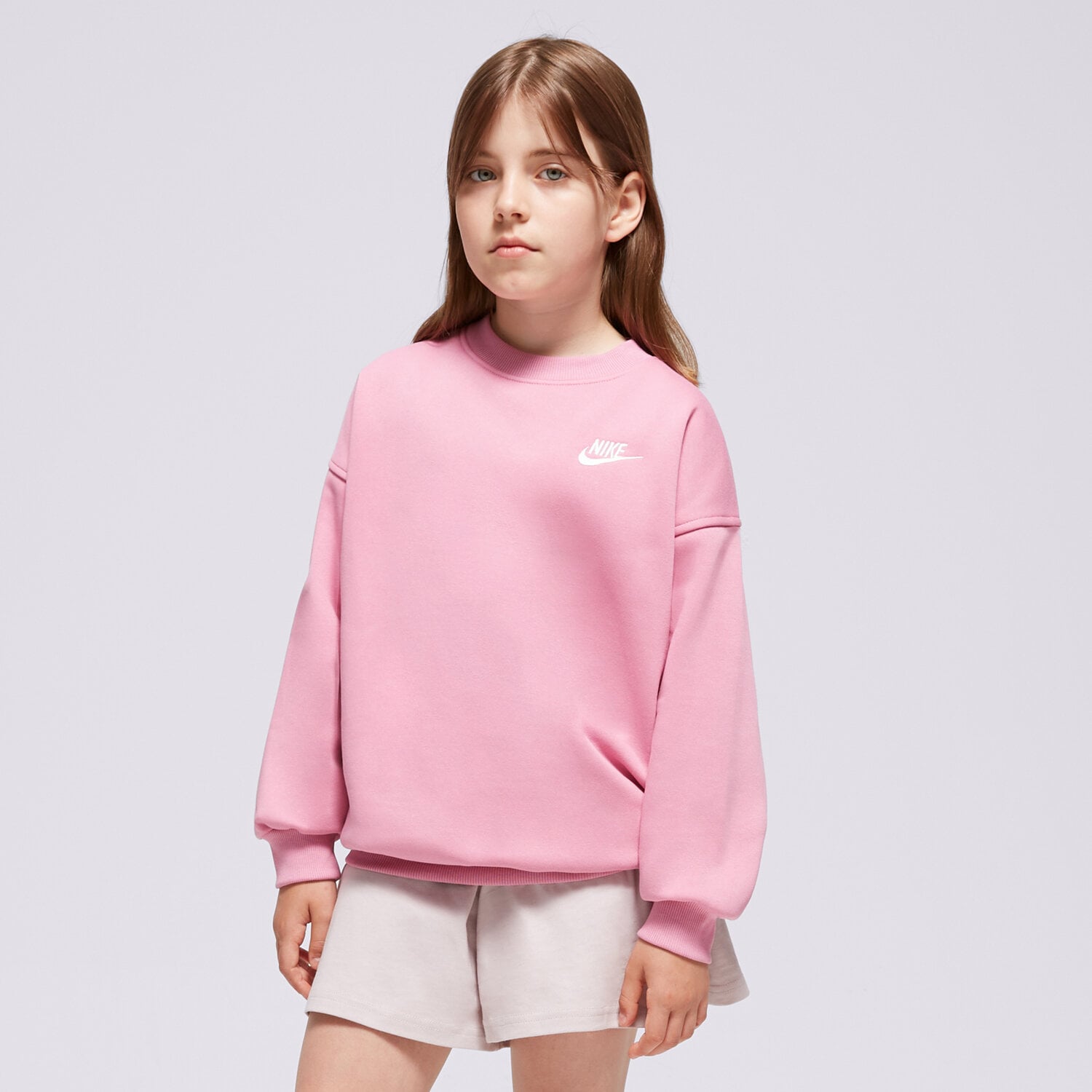 Copii bluză NIKE BLUZĂ G NSW CLUB FLC OVRSZD CREW LBR GIRL FD2923-646 Roz
