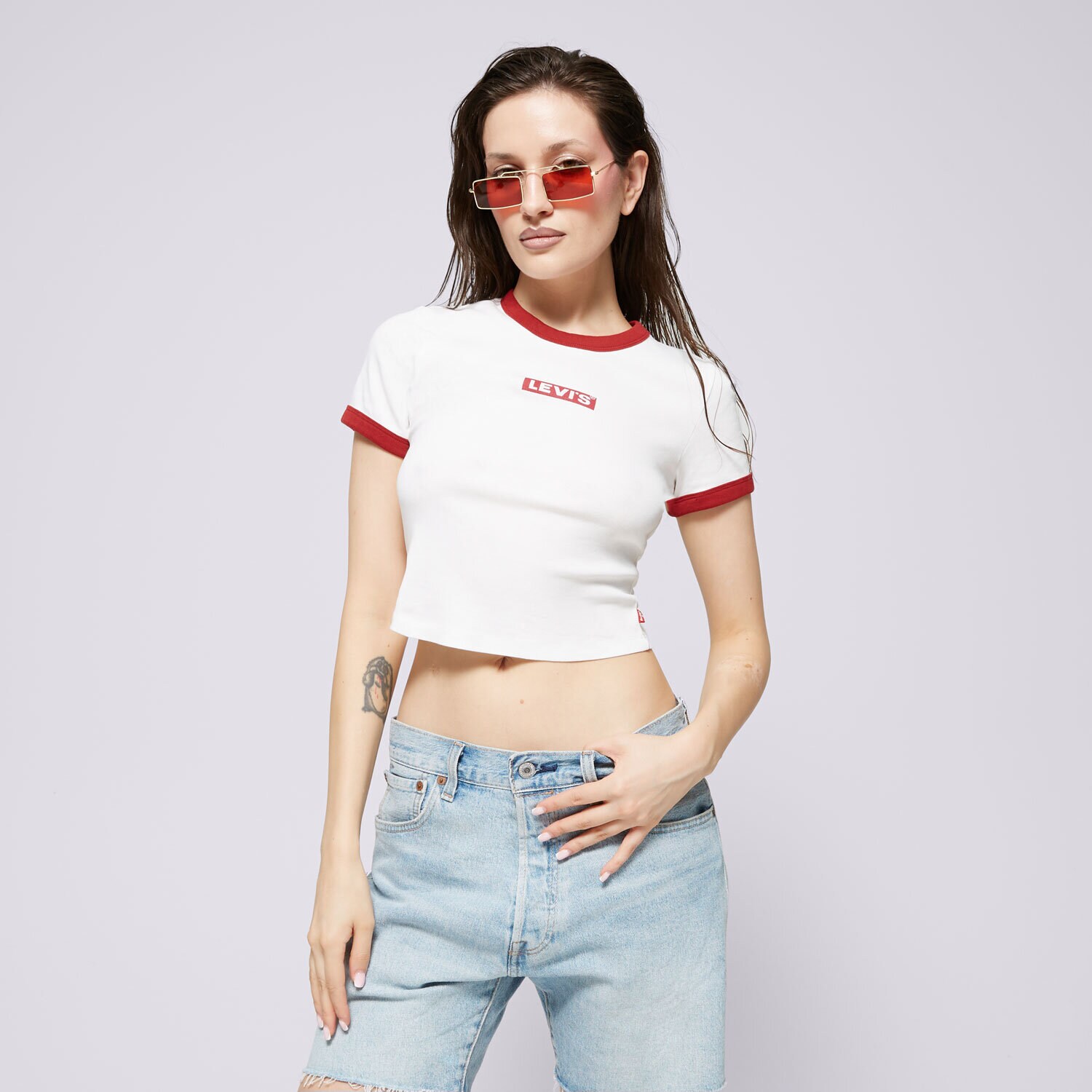 Femei tricou LEVI'S TRICOU GRAPHIC MINI RINGER NEUTRALS A3523-0098 Alb