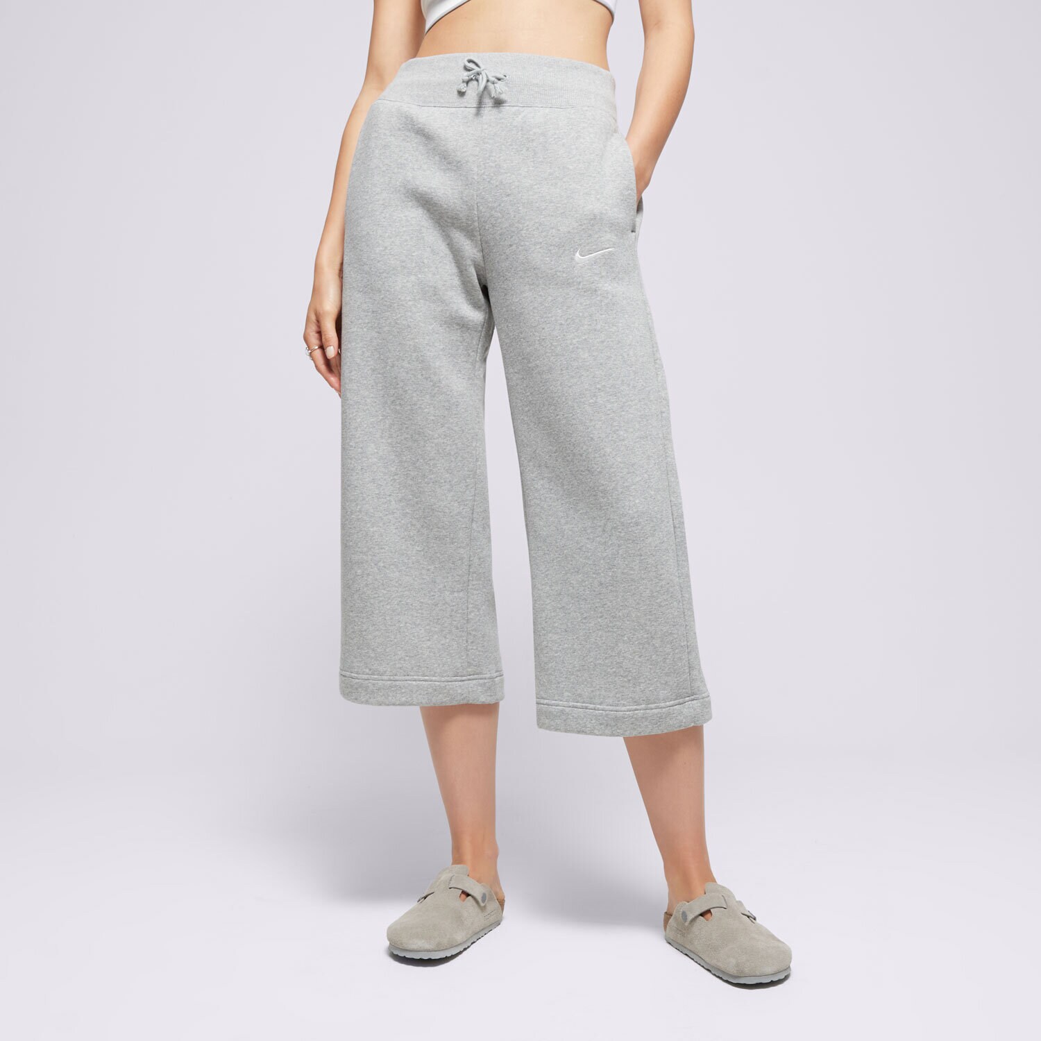 Femei pantaloni NIKE PANTALONI  W NSW PHNX FLC HR CROP SWTP FB8313-063 Gri