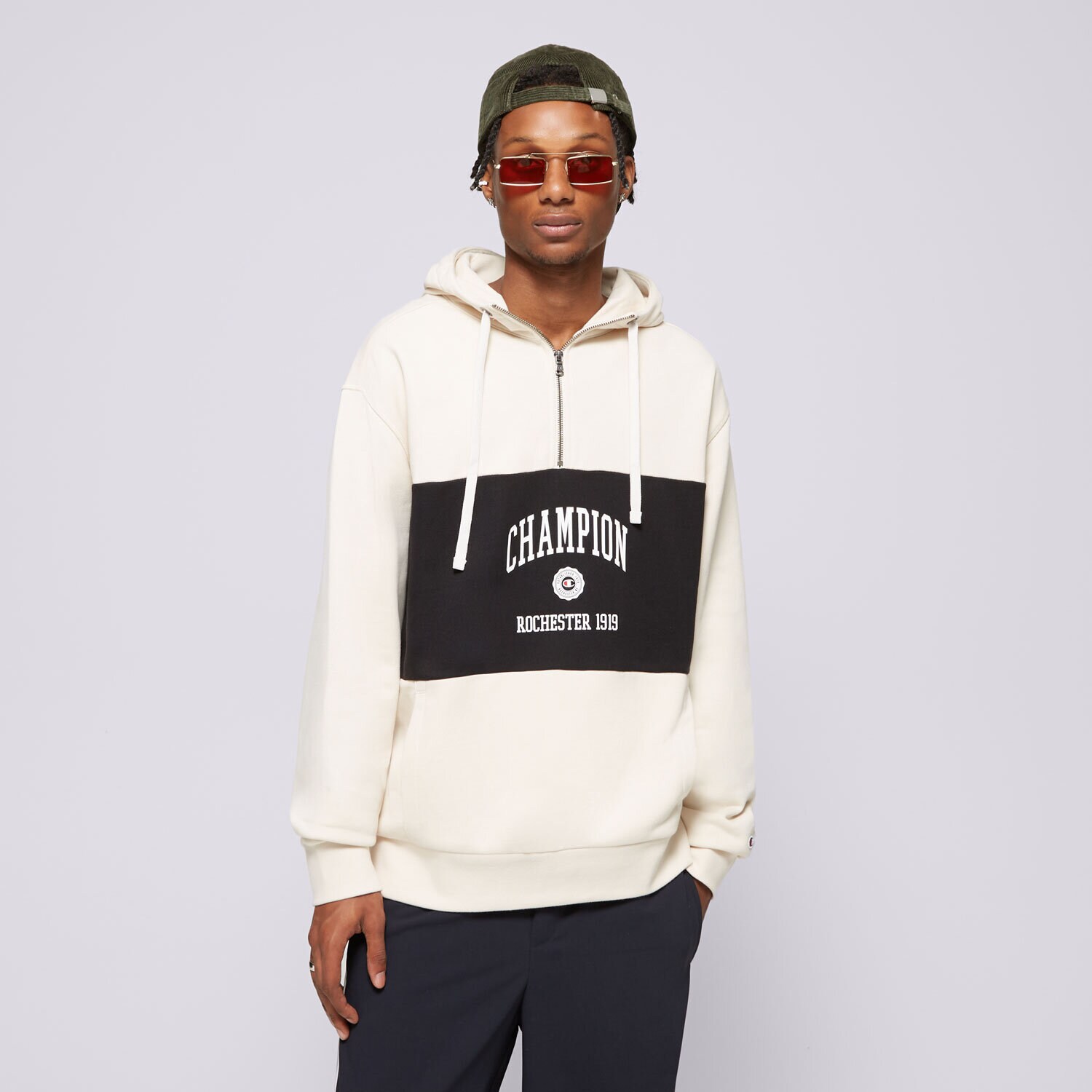 Bărbați bluză CHAMPION BLUZĂ HALF ZIP TOP 219851YS137 Bej