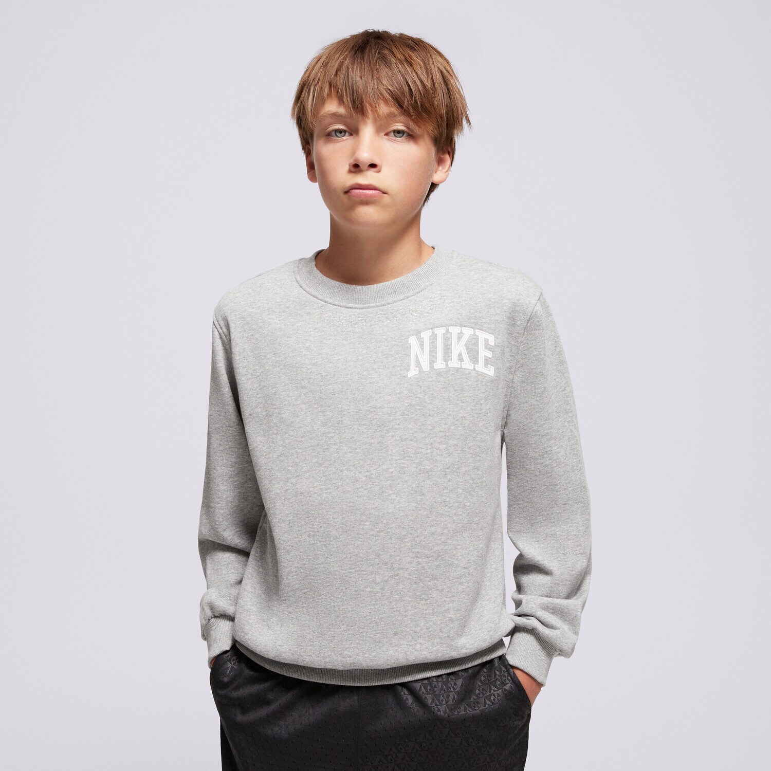 Copii bluză NIKE BLUZĂ K NSW CLUB FT CREW LBR MC BOY HJ3144-063 Argintiu