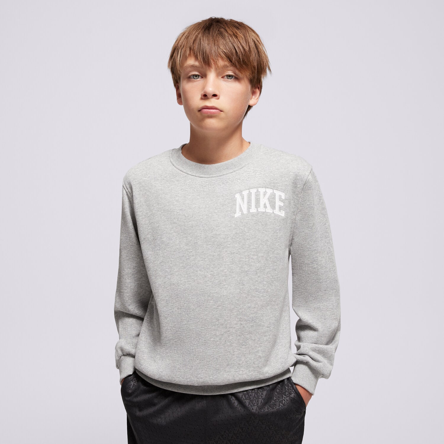 Copii bluză NIKE BLUZĂ K NSW CLUB FT CREW LBR MC BOY HJ3144-063 Argintiu