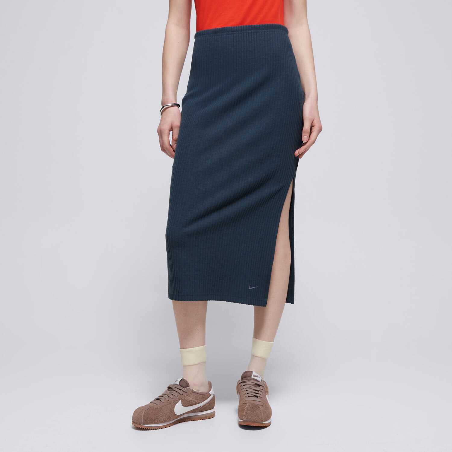 Femei rochii și fuste NIKE FUSTĂ W NSW NK CHLL KNT RIB MD SKIRT FQ1636-478 Bleumarin