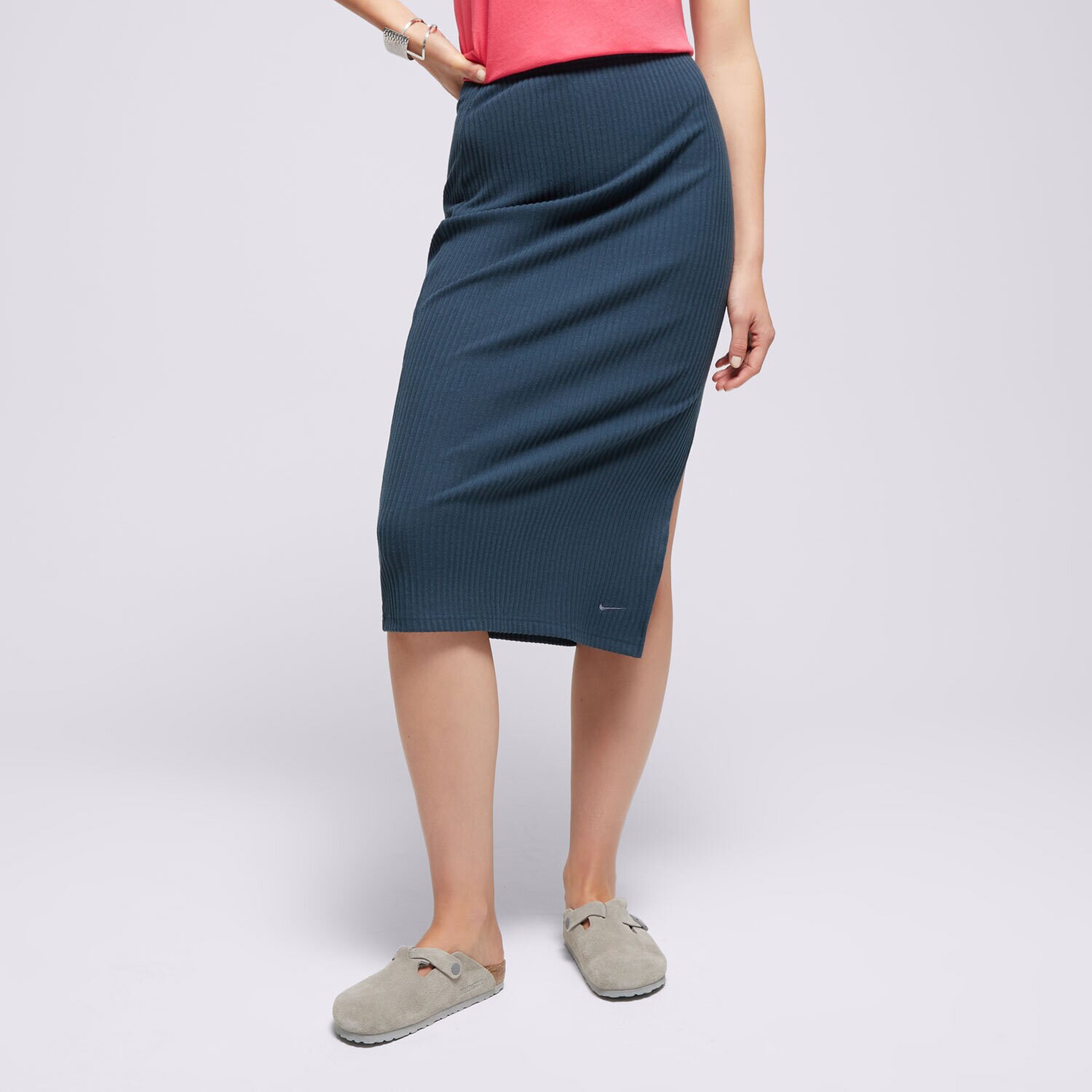 Femei rochii și fuste NIKE FUSTĂ W NSW NK CHLL KNT RIB MD SKIRT FQ1636-478 Bleumarin