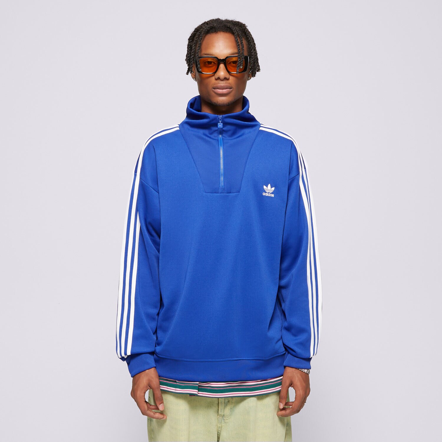 Bărbați bluză ADIDAS BLUZĂ FUNNELNECK TT IX5216 Albastru