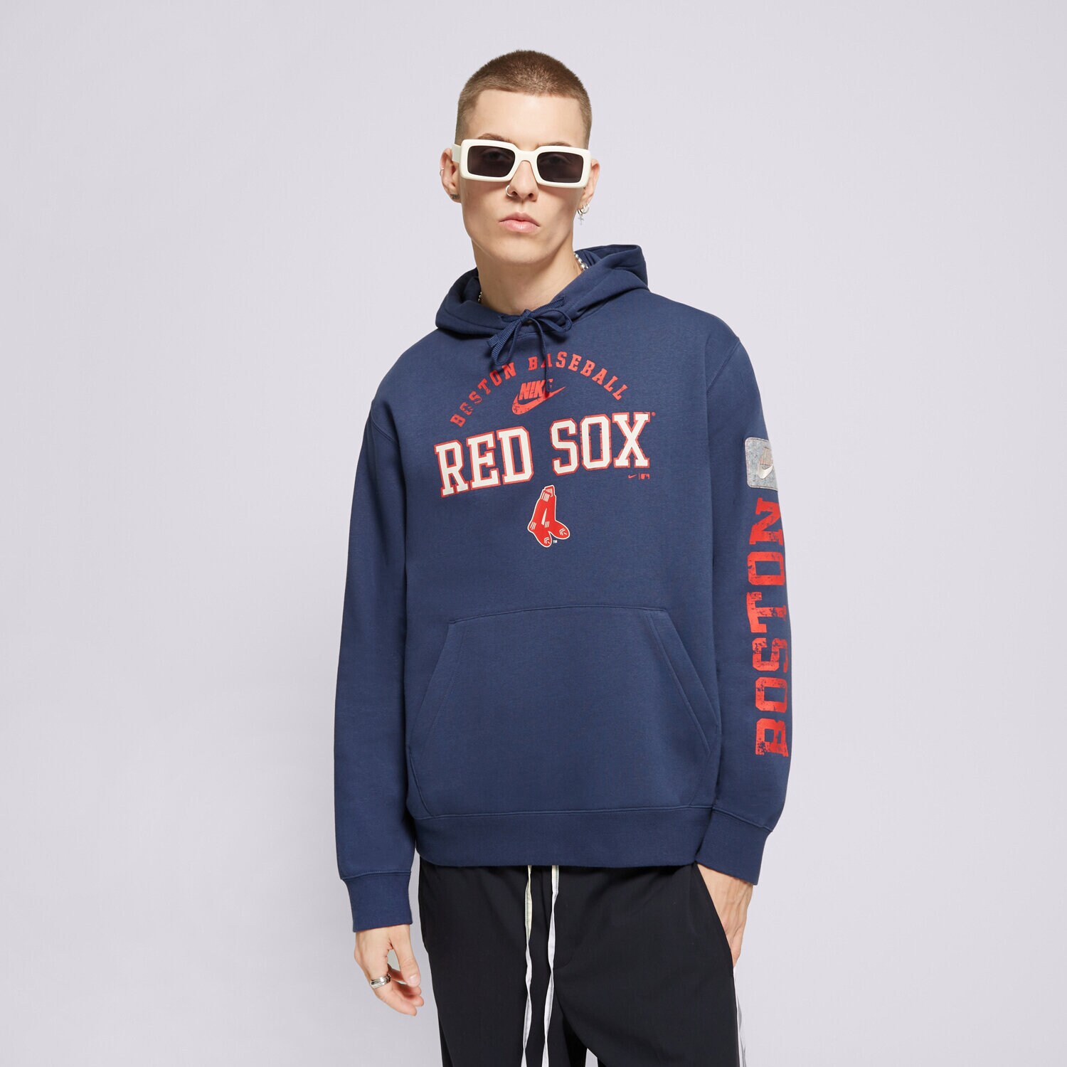 Bărbați bluză NIKE BLUZĂ CU GLUGĂ BOSTON RED SOX MLB NKDK-44B-R36-HKA Bleumarin