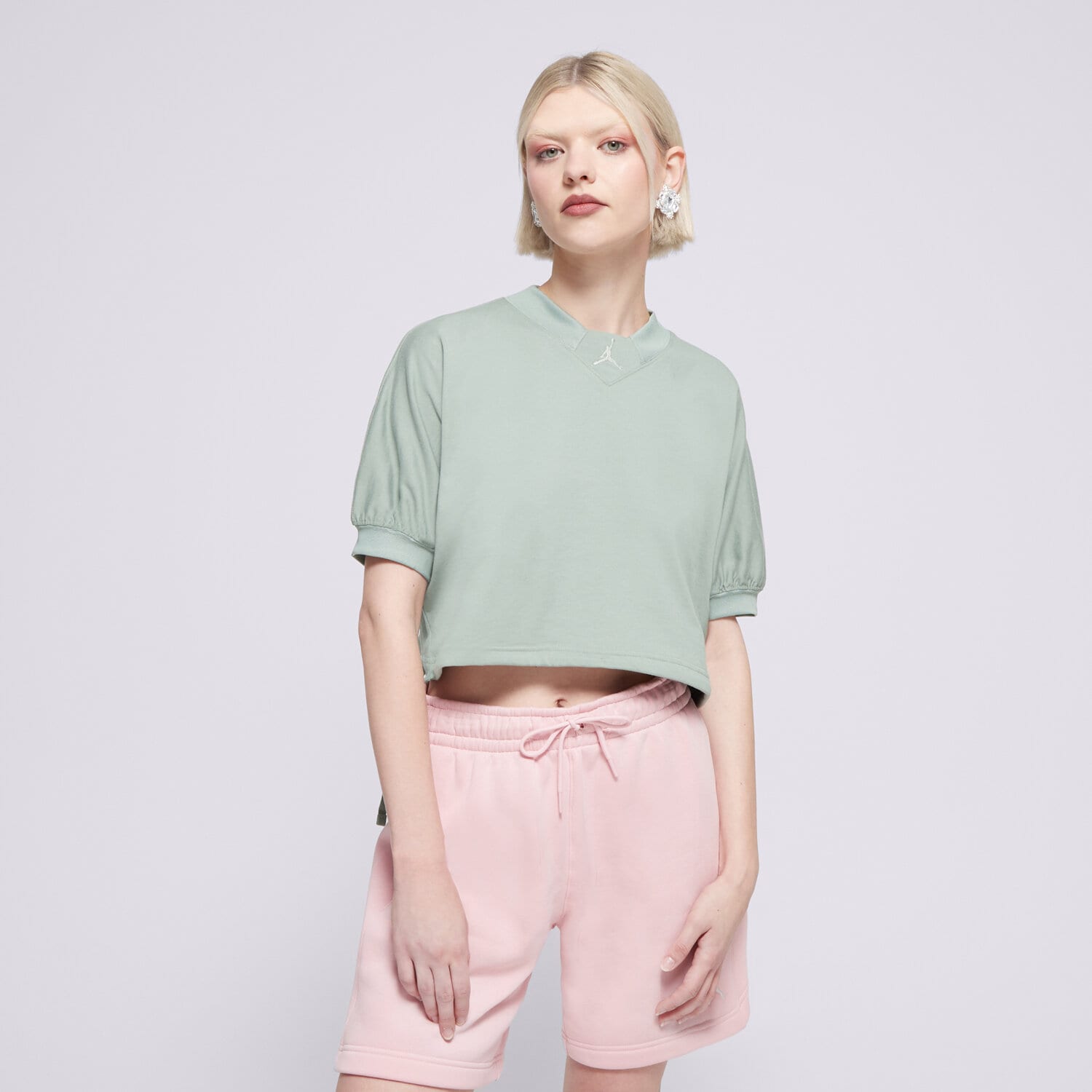 Femei tricou JORDAN TRICOU W J SS KNIT SLD TOP FN5727-304 Verde