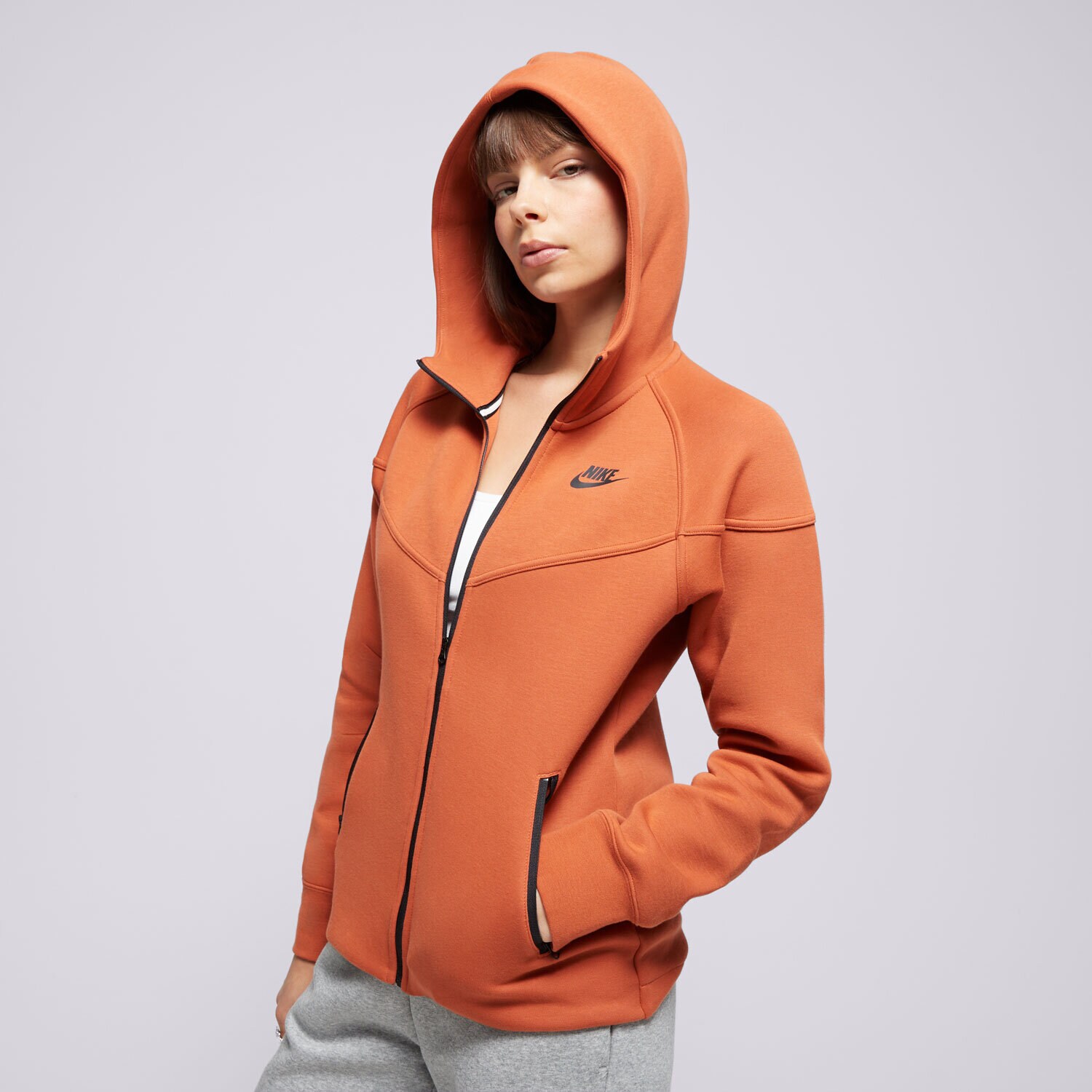 Femei bluză NIKE BLUZĂ CU GLUGĂ W NSW TCH FLC WR FZ HDY FB8338-825 Portocaliu