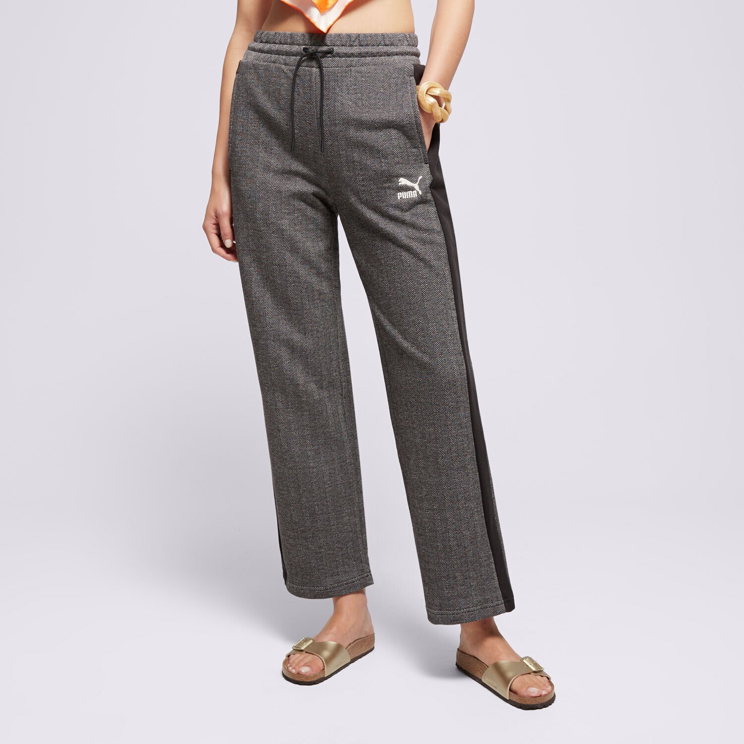 Femei pantaloni PUMA PANTALONI  T7 HIGH WAIST TRACK PANTS 626798 01 Bej