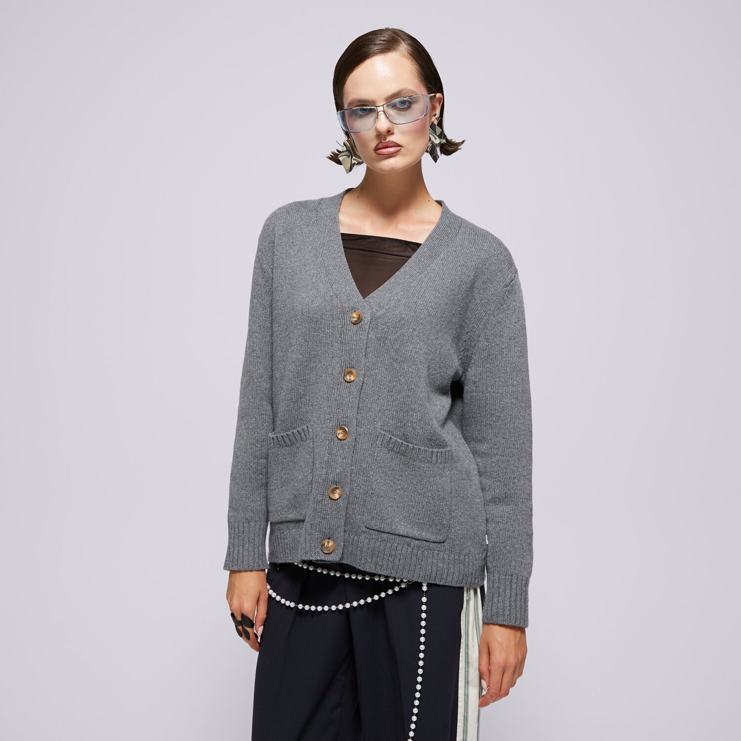 Femei bluză LEVI'S PULOVĂR BOYFRIEND POCKET CARDI GREYS 000O0-0002 Gri
