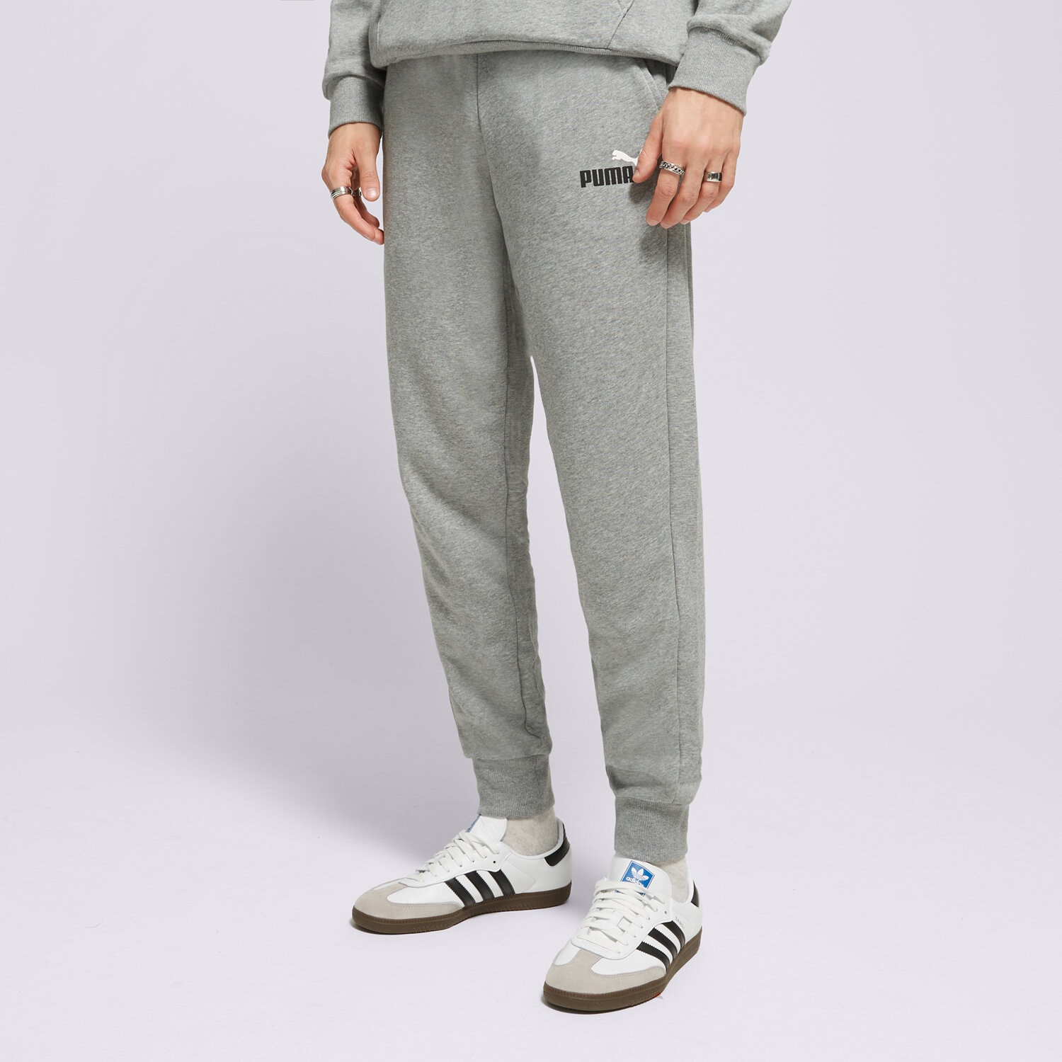 Bărbați pantaloni PUMA PANTALONI  ESS+ 2 COL LOGO PANTS TR CL 58676803 Gri