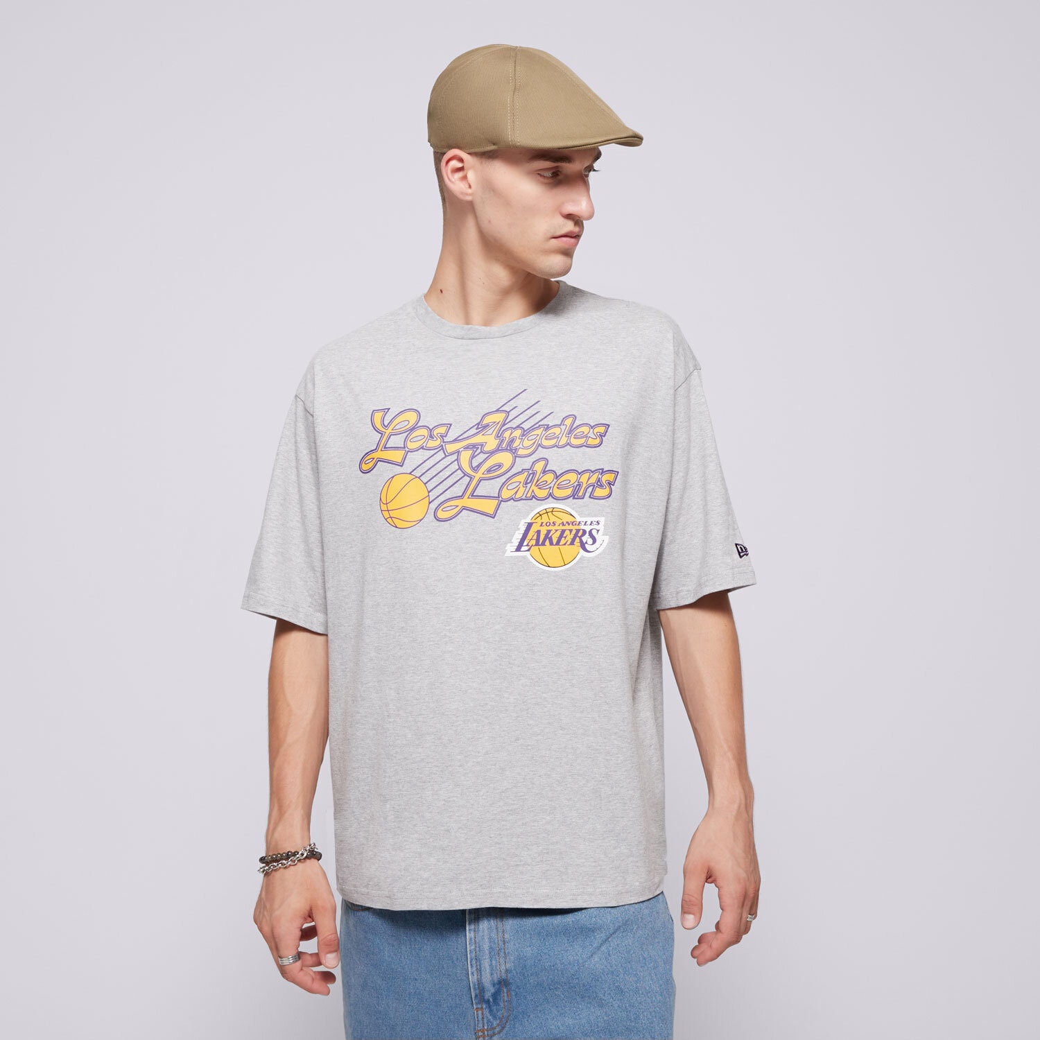 Bărbați tricou NEW ERA TRICOU NBA SCRIPT OS LAKERS LOS ANGELES LAKERS HGRCN 60564788 Gri