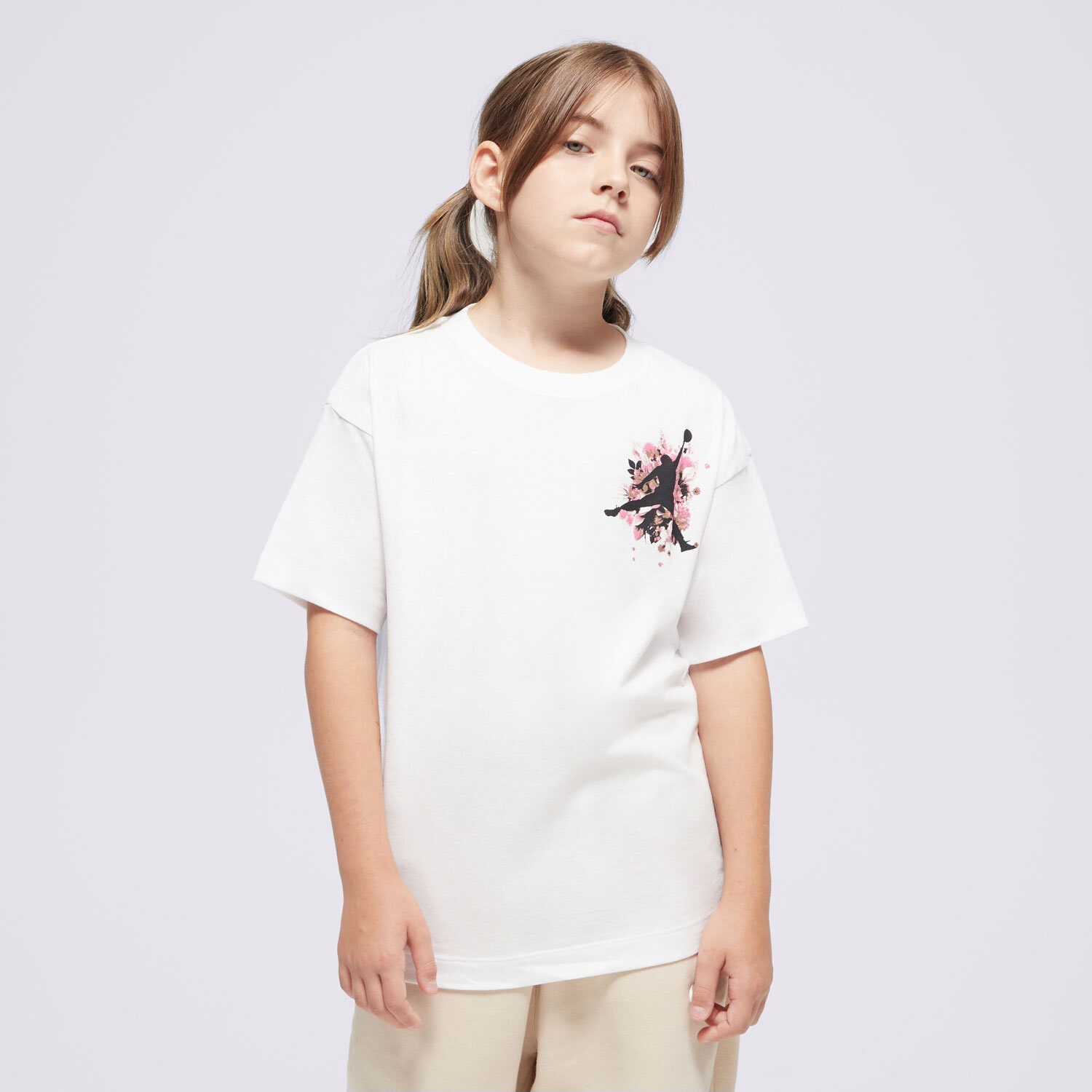 Copii tricou JORDAN TRICOU JDG FLORAL JUMPMAN SS TEE GIRL 45D450-001 Alb