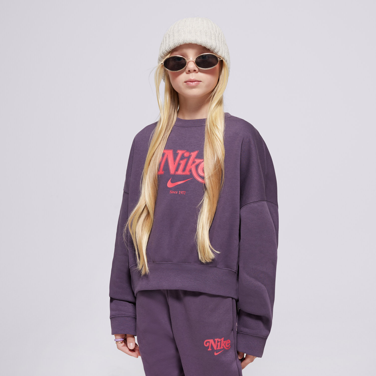 Copii bluză NIKE BLUZĂ G NSW TREND FLC CRP CREW GIRL HM0531-573 Bleumarin