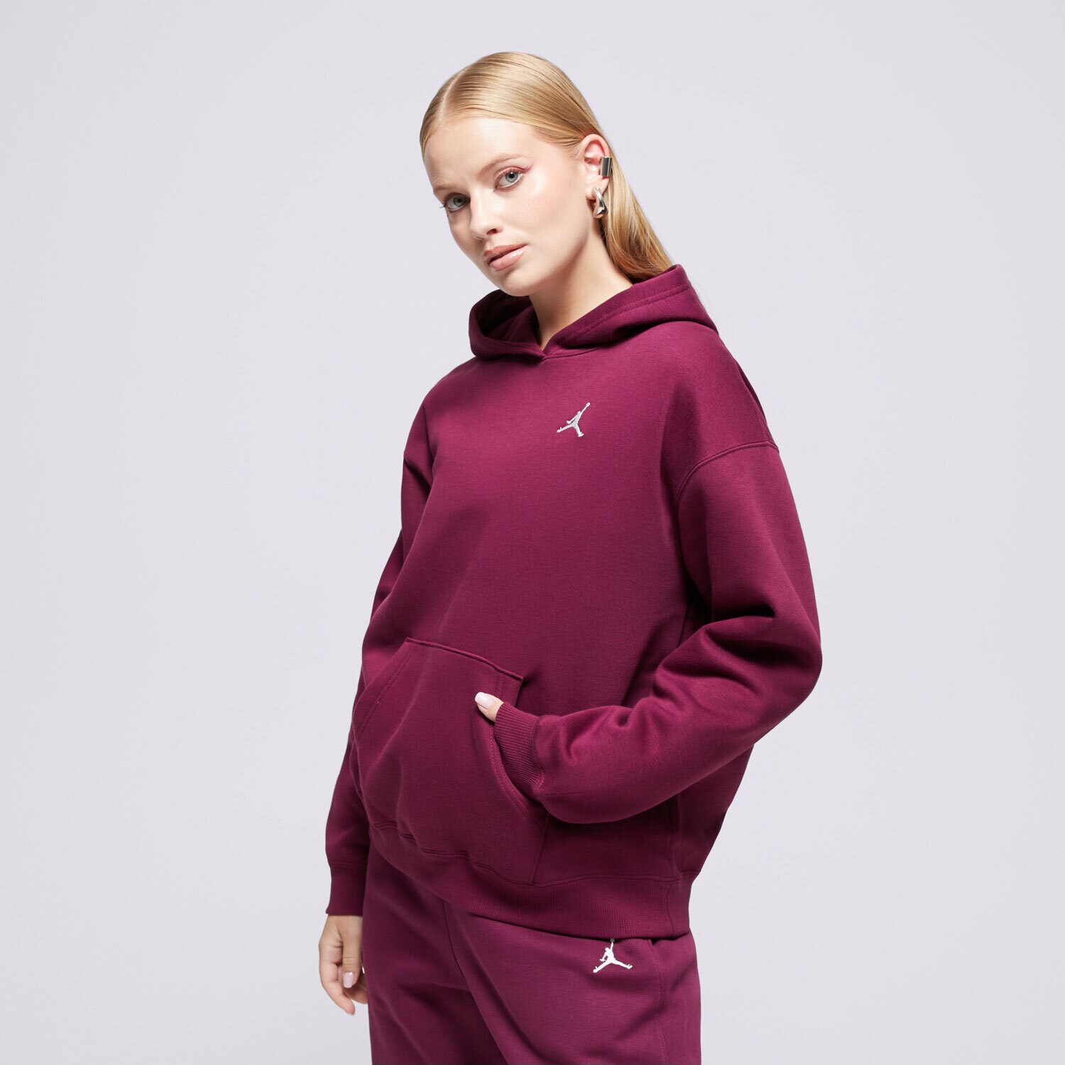 Femei bluză BLUZĂ CU GLUGĂ W JORDAN BRKLN FLC PO 24 FV7071-610 Bordo