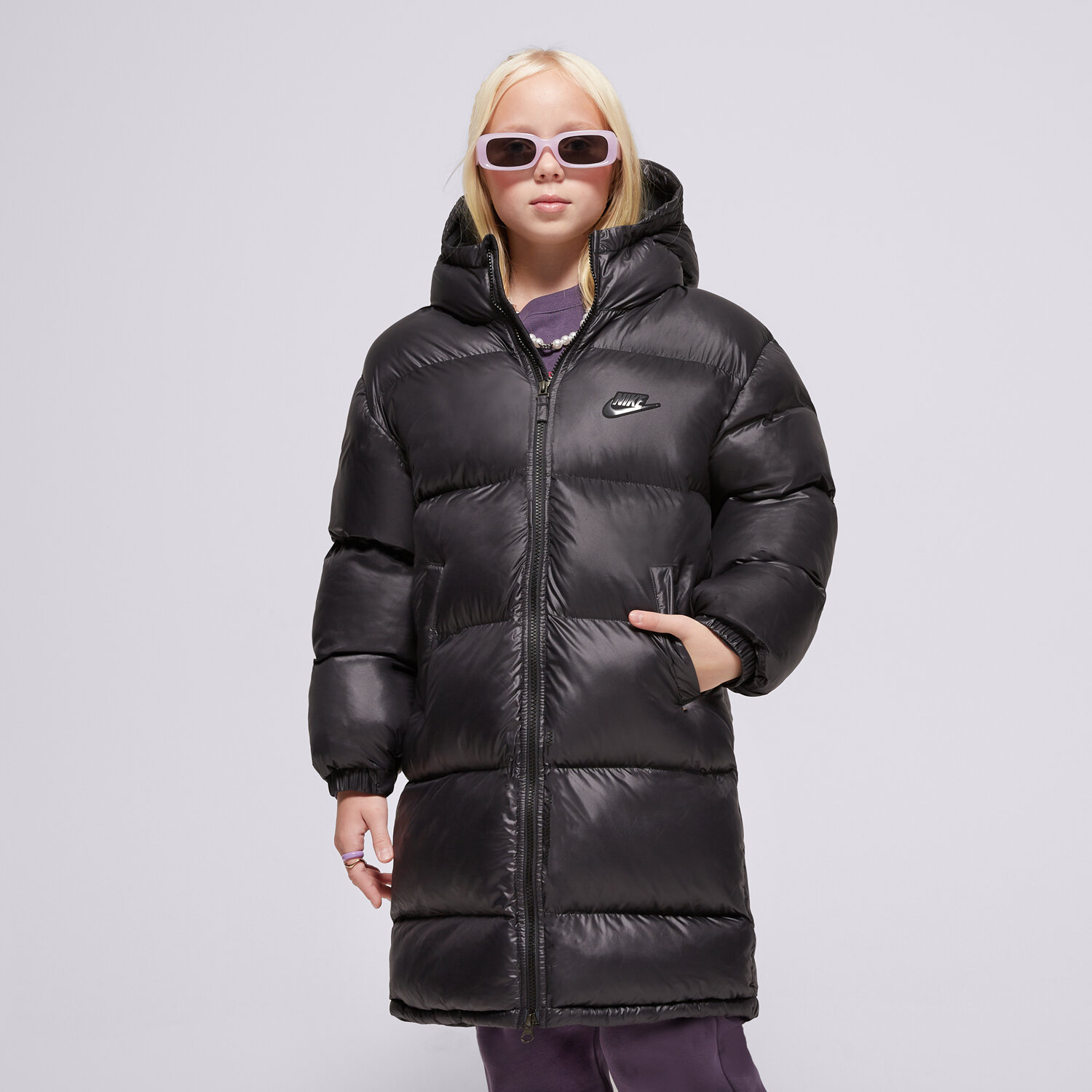 Jachetă de sezon pentru copii (primăvară/toamnă) NIKE JACHETĂ DE IARNĂ K NSW TF   RPL HGH SYF EO PRK UL GIRL FD2842-011 Negru