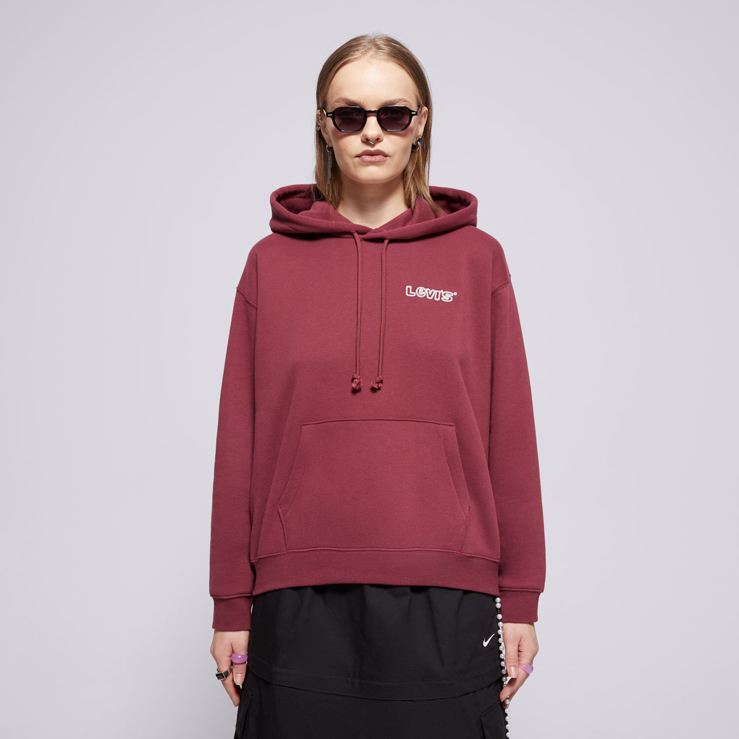 Femei bluză LEVI'S BLUZĂ CU GLUGĂ GRAPHIC EVERYDAY HOODIE REDS A8801-0009 Bordo