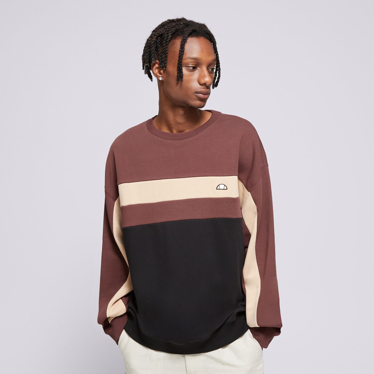 Bărbați bluză ELLESSE BLUZĂ ANDORA SWEATSHIRT BRWN/BLK SHX20991220 Maro