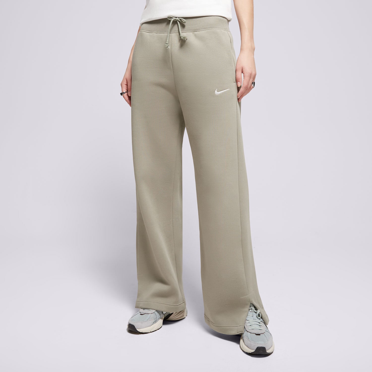 Femei pantaloni NIKE PANTALONI  W NSW PHNX FLC HR PANT WIDE DQ5615-320 Kaki