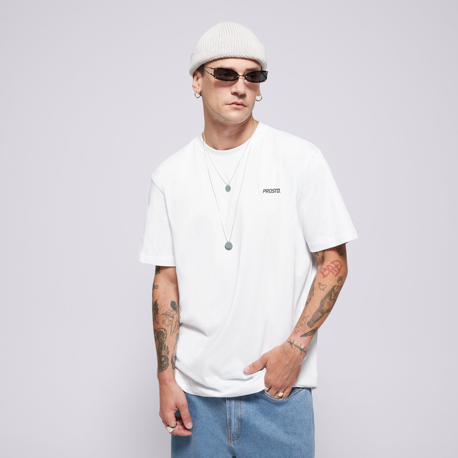Bărbați tricou PROSTO TRICOU VISION WHITE KL242MTEE1171 Alb