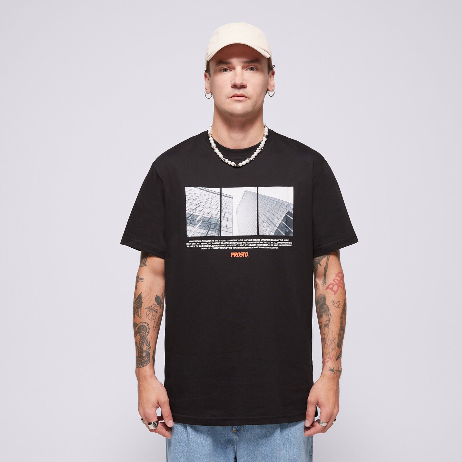 Bărbați tricou PROSTO TRICOU TRICOU SKAY BLACK KL242MTEE1142 Negru