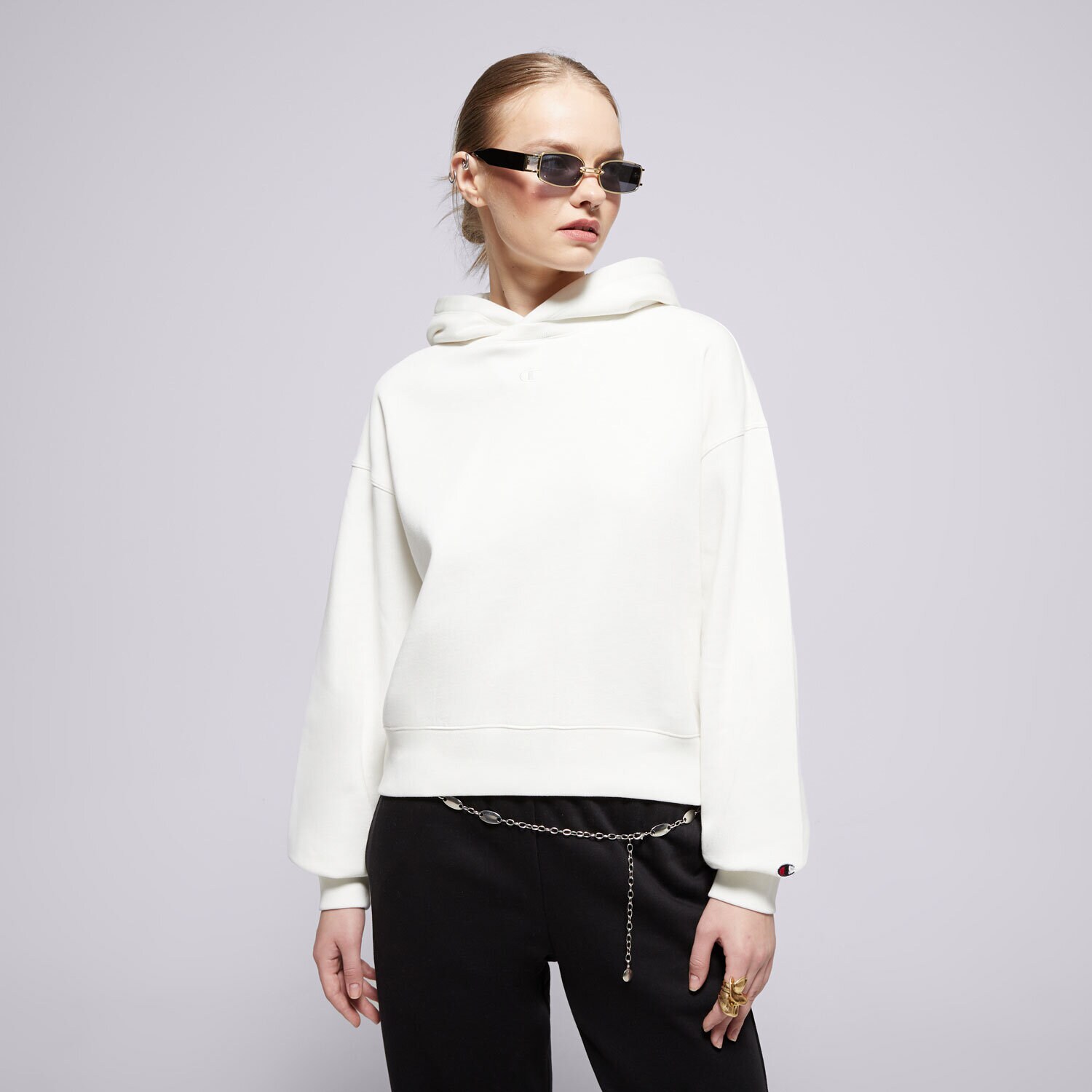 Femei bluză CHAMPION BLUZĂ CU GLUGĂ HOODED SWEATSHIRT 117539WW003 Alb